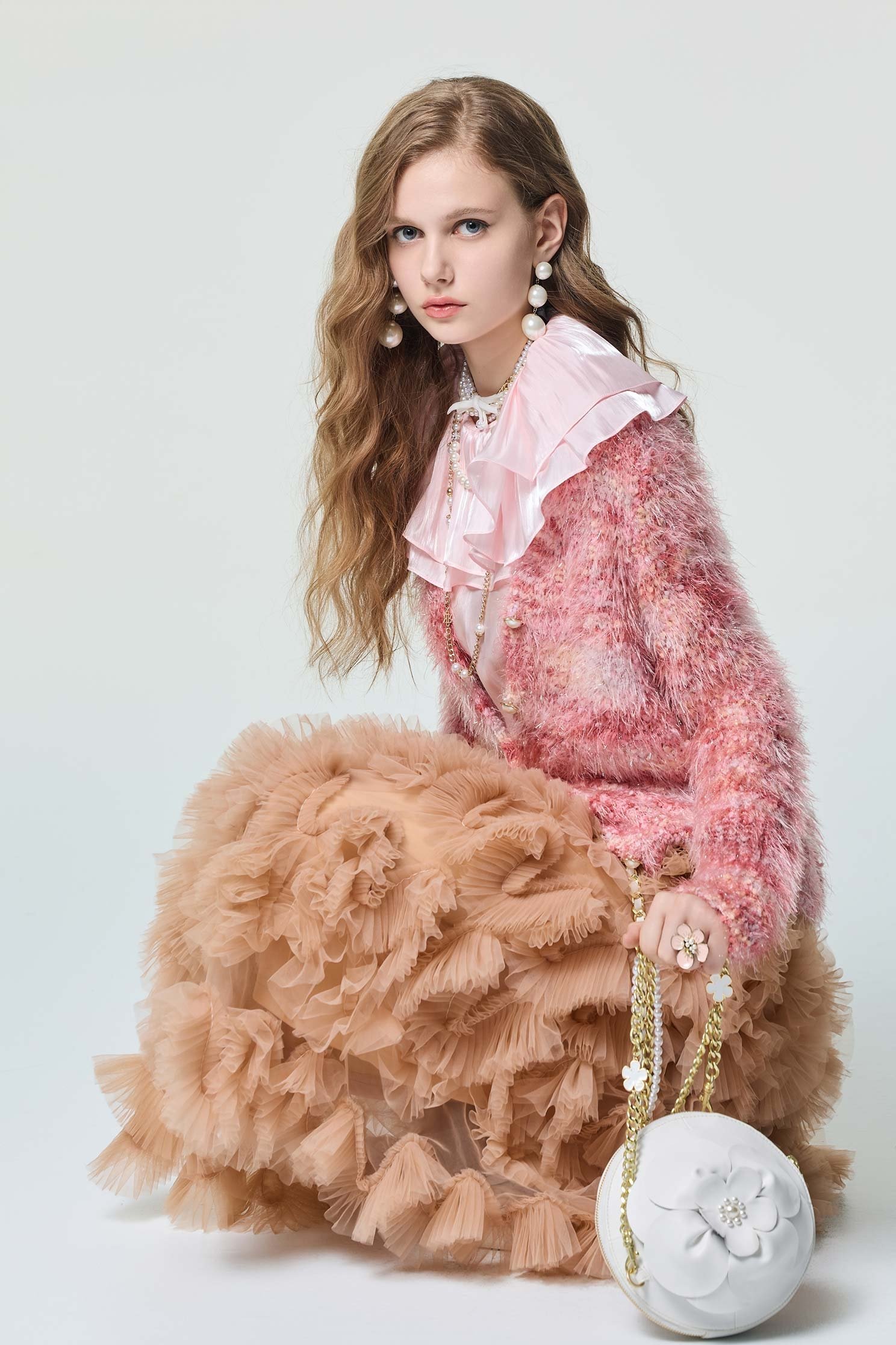 V-neck Fringe Knit CardiganV-neck Fringe Knit Cardigan,Jackets,Outerwear,Season (SS) Look,pearl,Knitted,Knitted coats