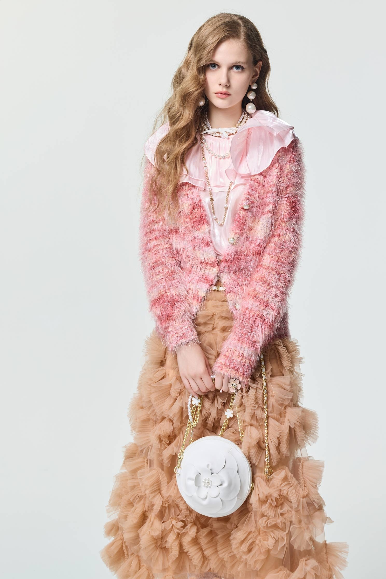 V-neck Fringe Knit CardiganV-neck Fringe Knit Cardigan,Jackets,Outerwear,Season (SS) Look,pearl,Knitted,Knitted coats