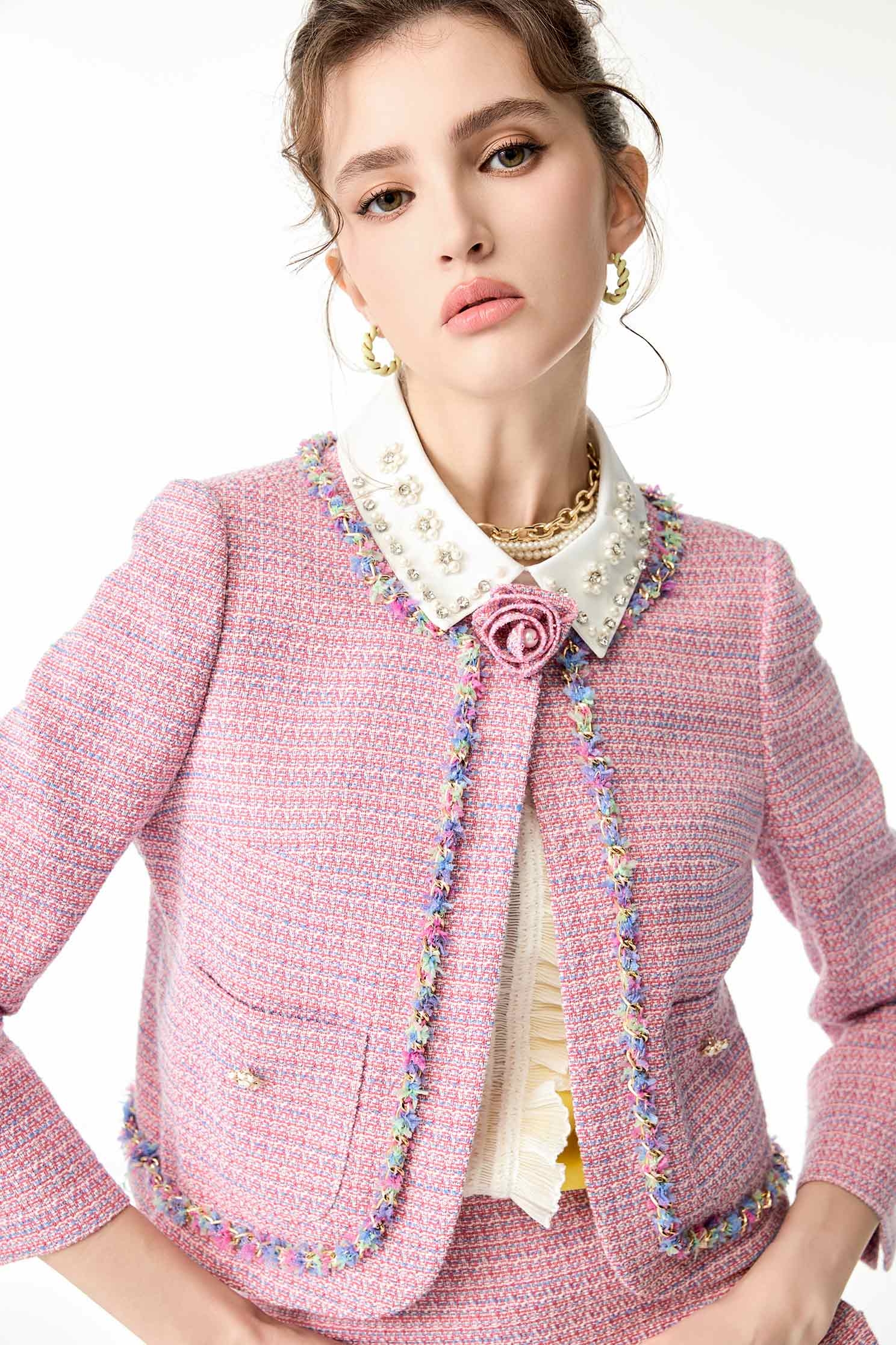 Multi Colour Trim Detail Tweed JacketMulti Colour Trim Detail Tweed Jacket,Jackets,Outerwear,Season (SS) Look