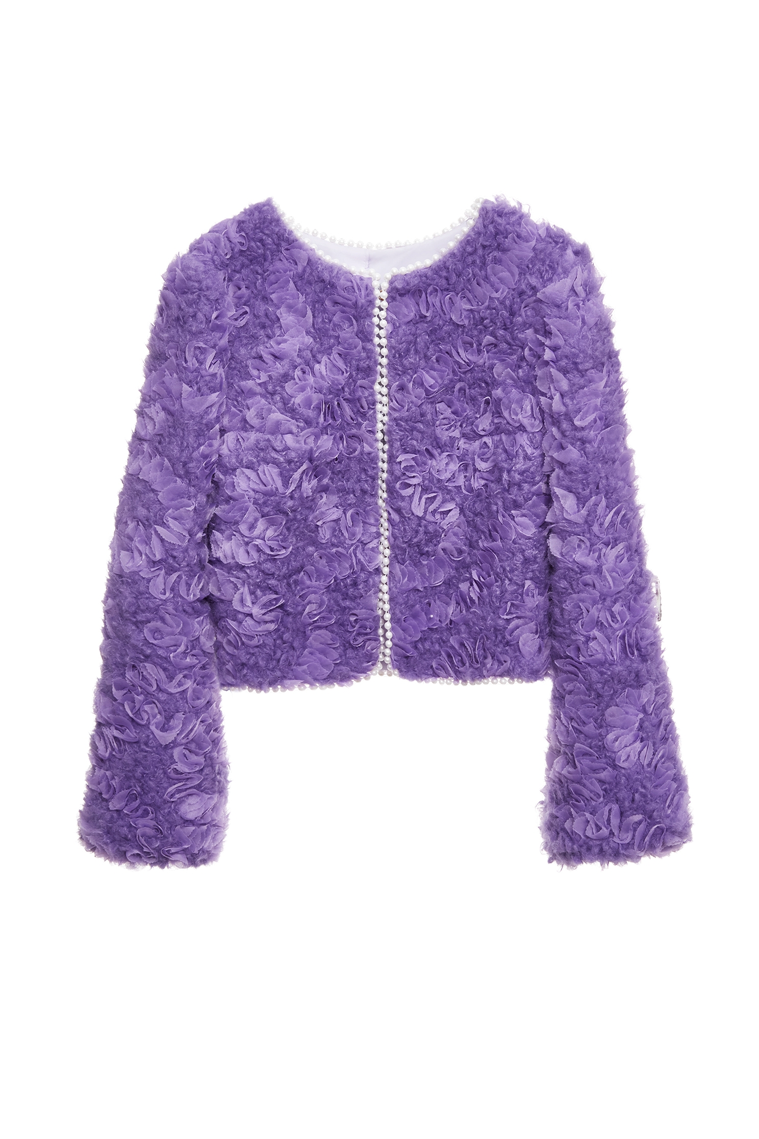 3-D Mesh Floral Detail Purple Jacket3-D Mesh Floral Detail Purple Jacket,Jackets,Outerwear,Season (SS) Look,pearl
