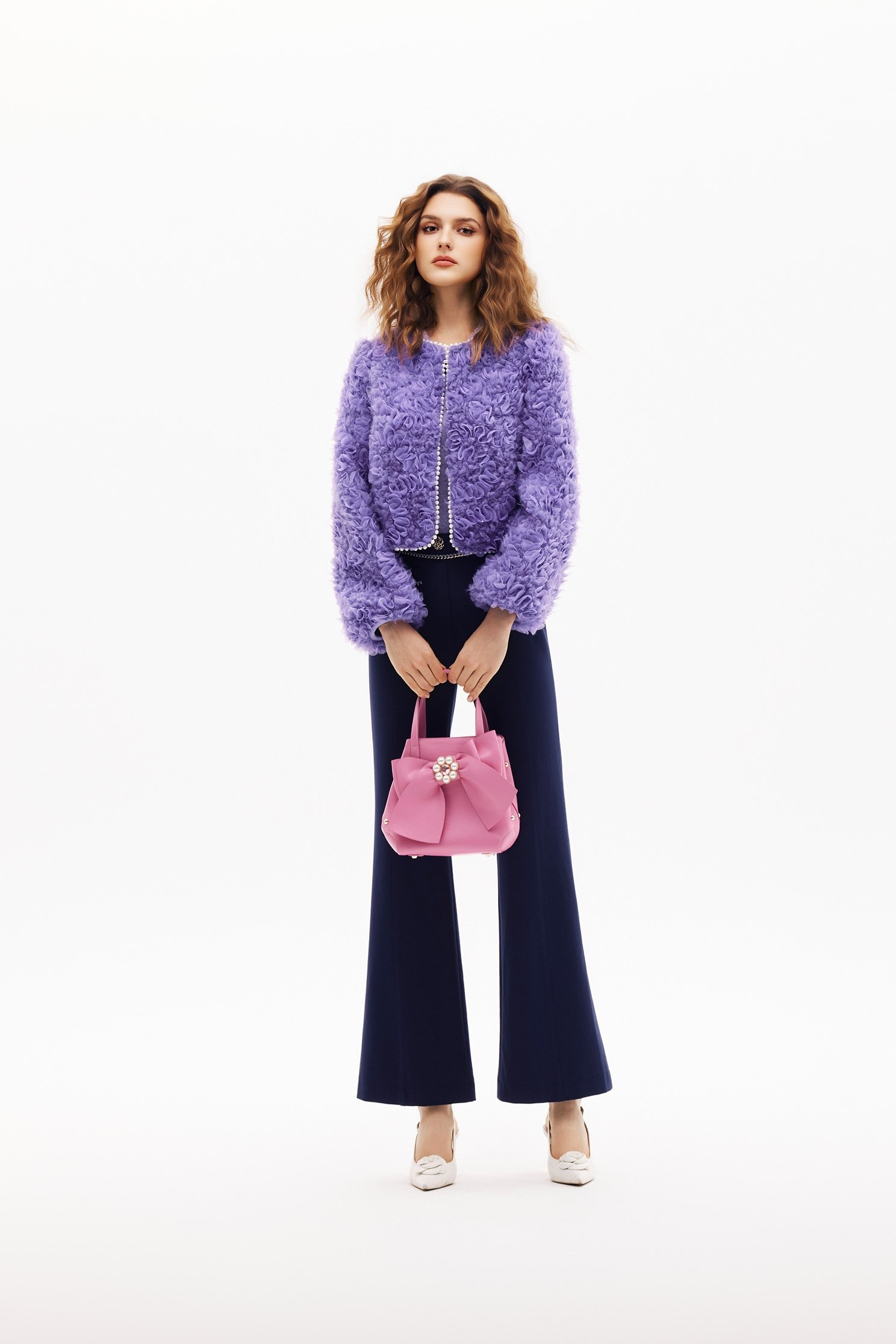 3-D Mesh Floral Detail Purple Jacket3-D Mesh Floral Detail Purple Jacket,Jackets,Outerwear,Season (SS) Look,pearl