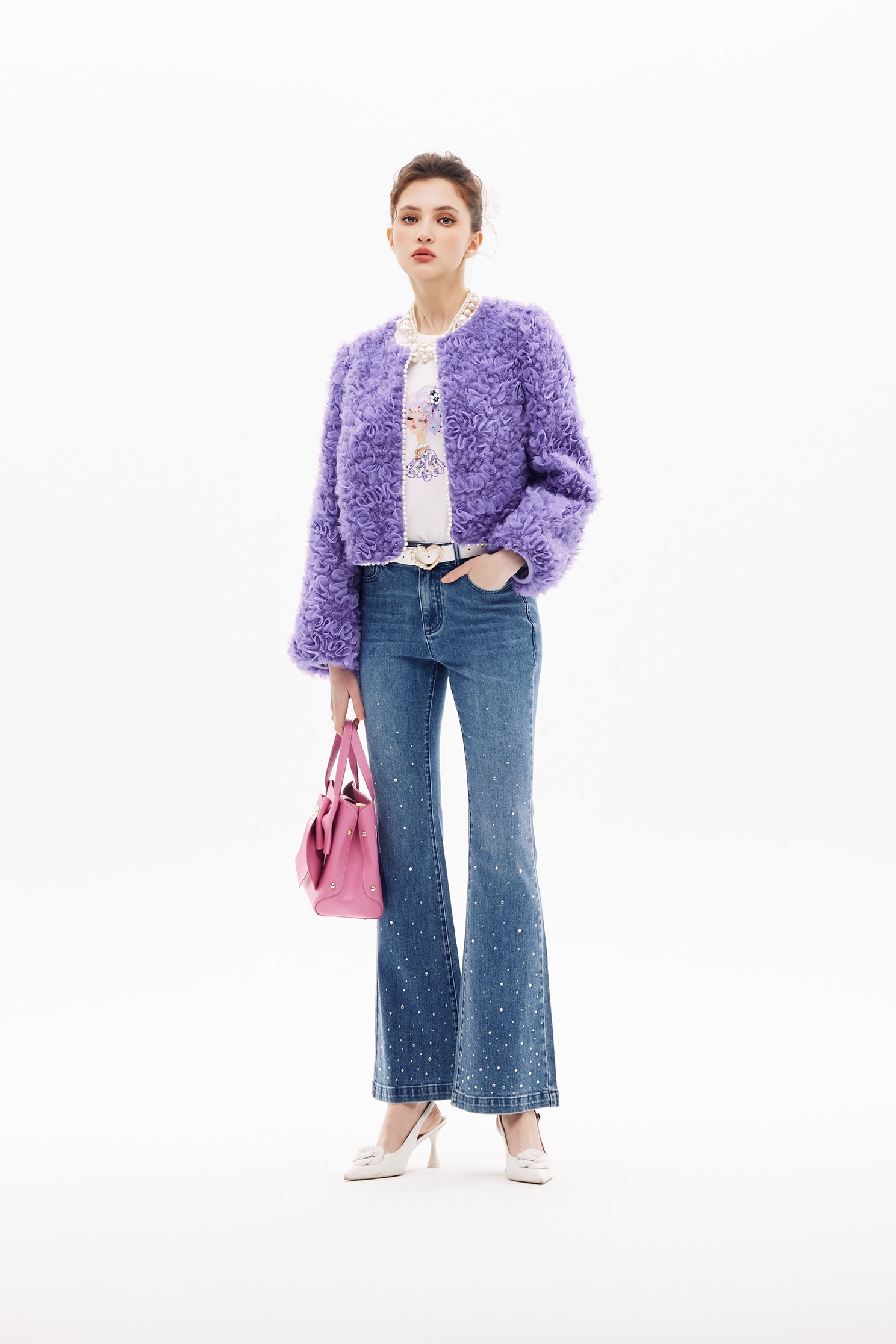 3-D Mesh Floral Detail Purple Jacket3-D Mesh Floral Detail Purple Jacket,Jackets,Outerwear,Season (SS) Look,pearl