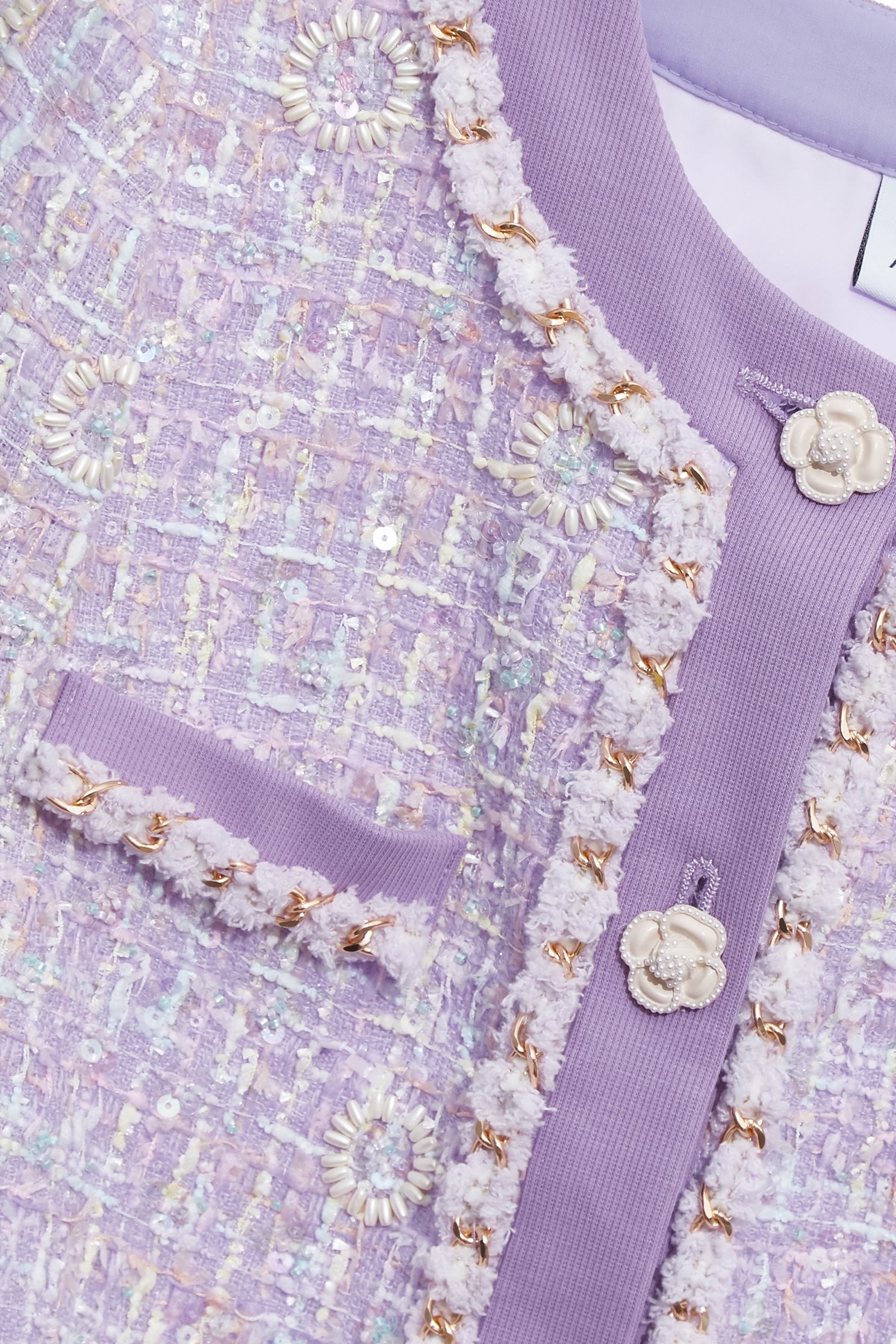 Butterfly Motif Purple Tweed JacketButterfly Motif Purple Tweed Jacket,Jackets,Outerwear,Season (SS) Look,pearl