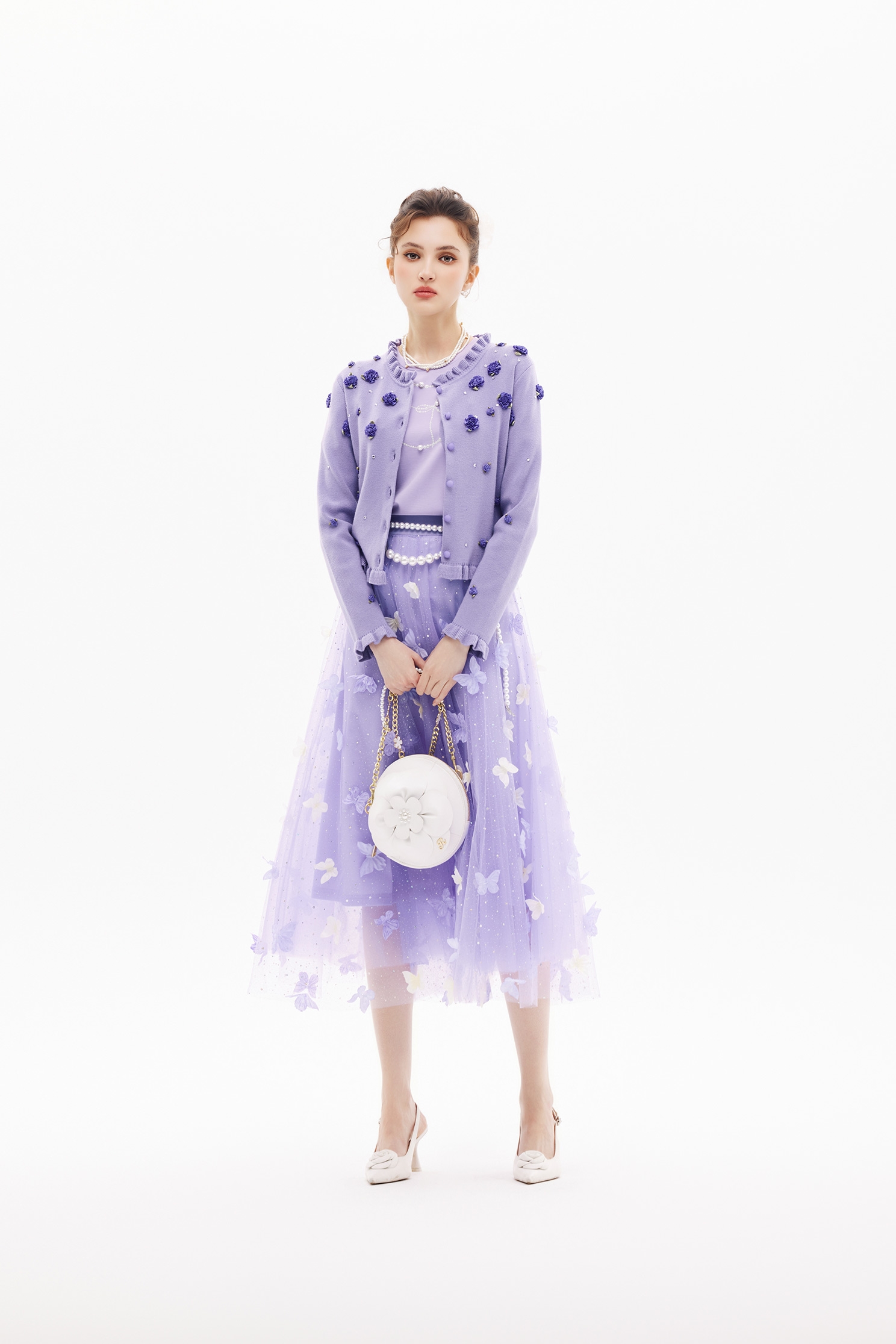 3-D Floral Purple Knit Top3-D Floral Purple Knit Top,Jackets,Outerwear,Season (SS) Look,Knitted,Knitted coats