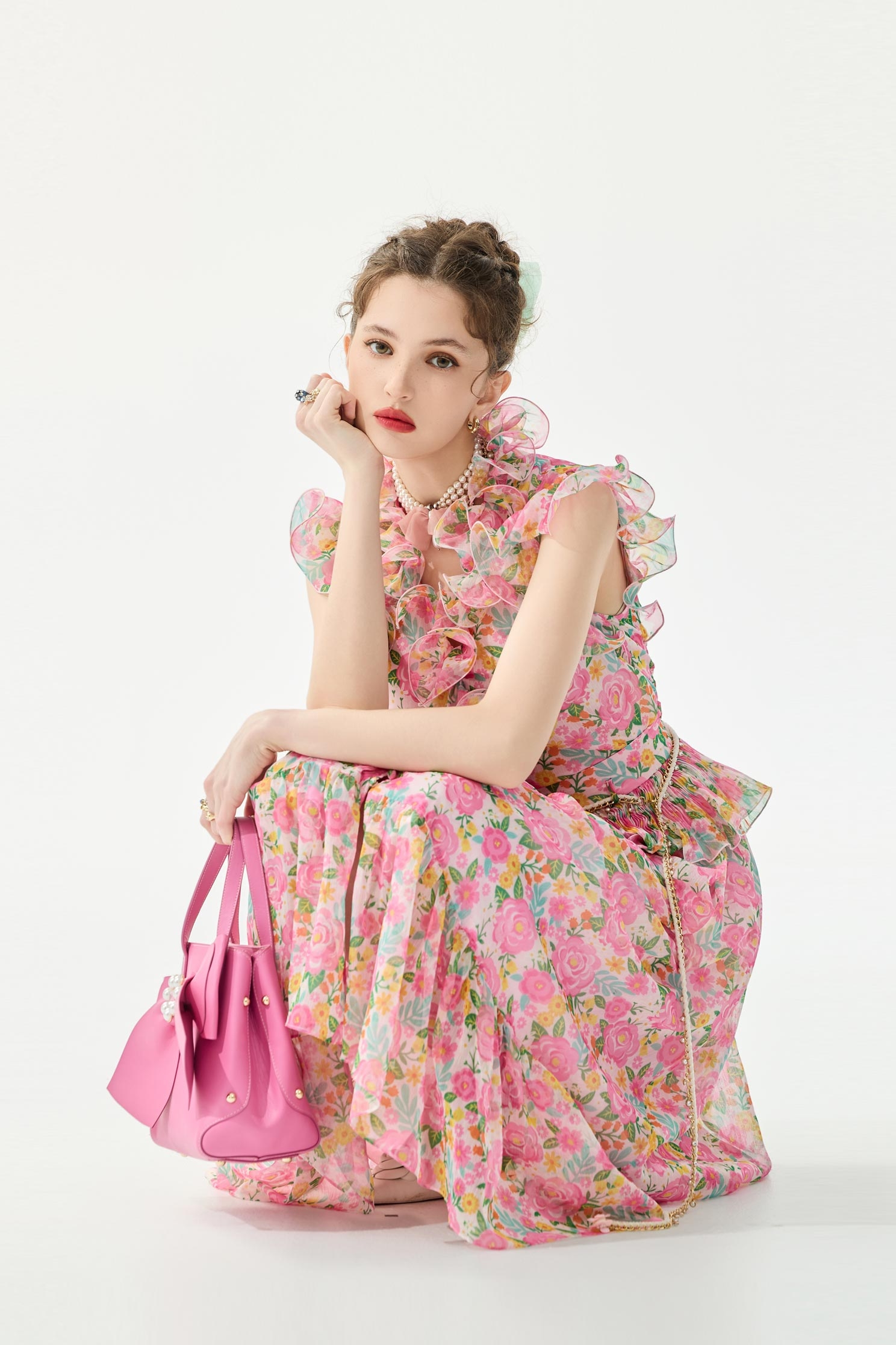 Floral Print Flounce Layer SkirtFloral Print Flounce Layer Skirt,Season (SS) Look,Chiffon,Chiffon skirts