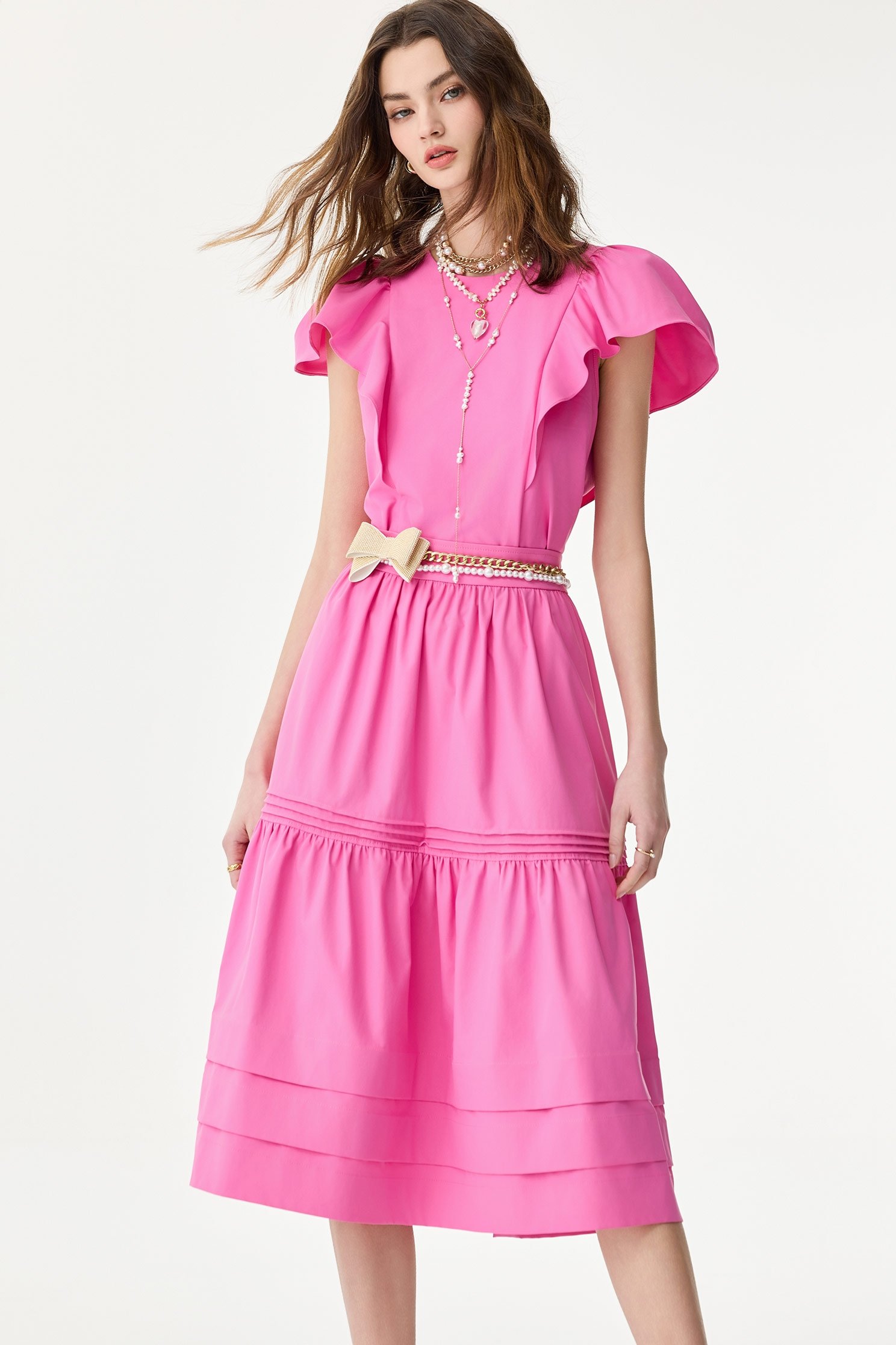Fushia Pink Tiered SkirtFushia Pink Tiered Skirt,Season (SS) Look,Layered skirts