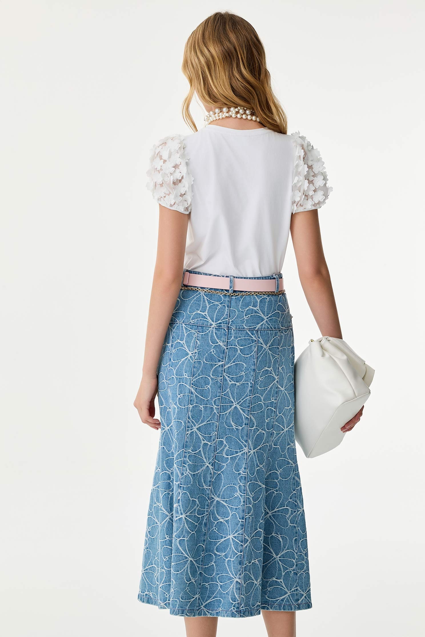 Floral Embroidery Denim Fishtail SkirtFloral Embroidery Denim Fishtail Skirt,Season (SS) Look,Denim,Denim skirts