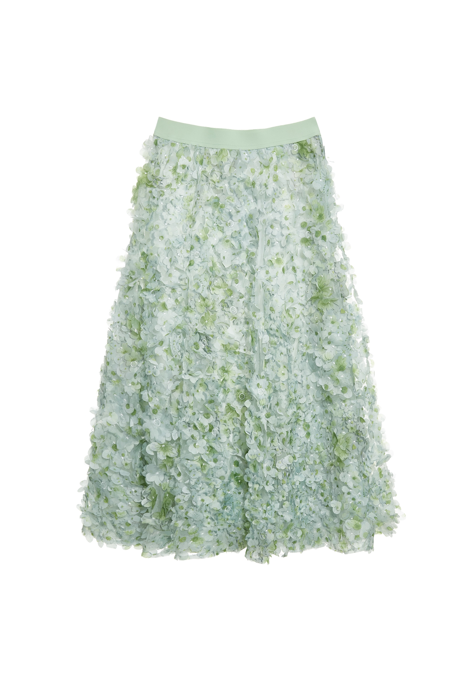 3-D Floral Detail Maxi Skirt3-D Floral Detail Maxi Skirt,Tops,Embroidered,Season (SS) Look,Mesh fabric,Embroidered,Midi skirts