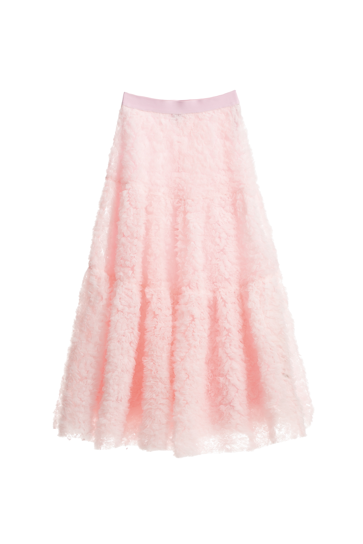 3-D Mesh Rose Detail Pink Skirt3-D Mesh Rose Detail Pink Skirt,Season (AW) Look,Midi skirts