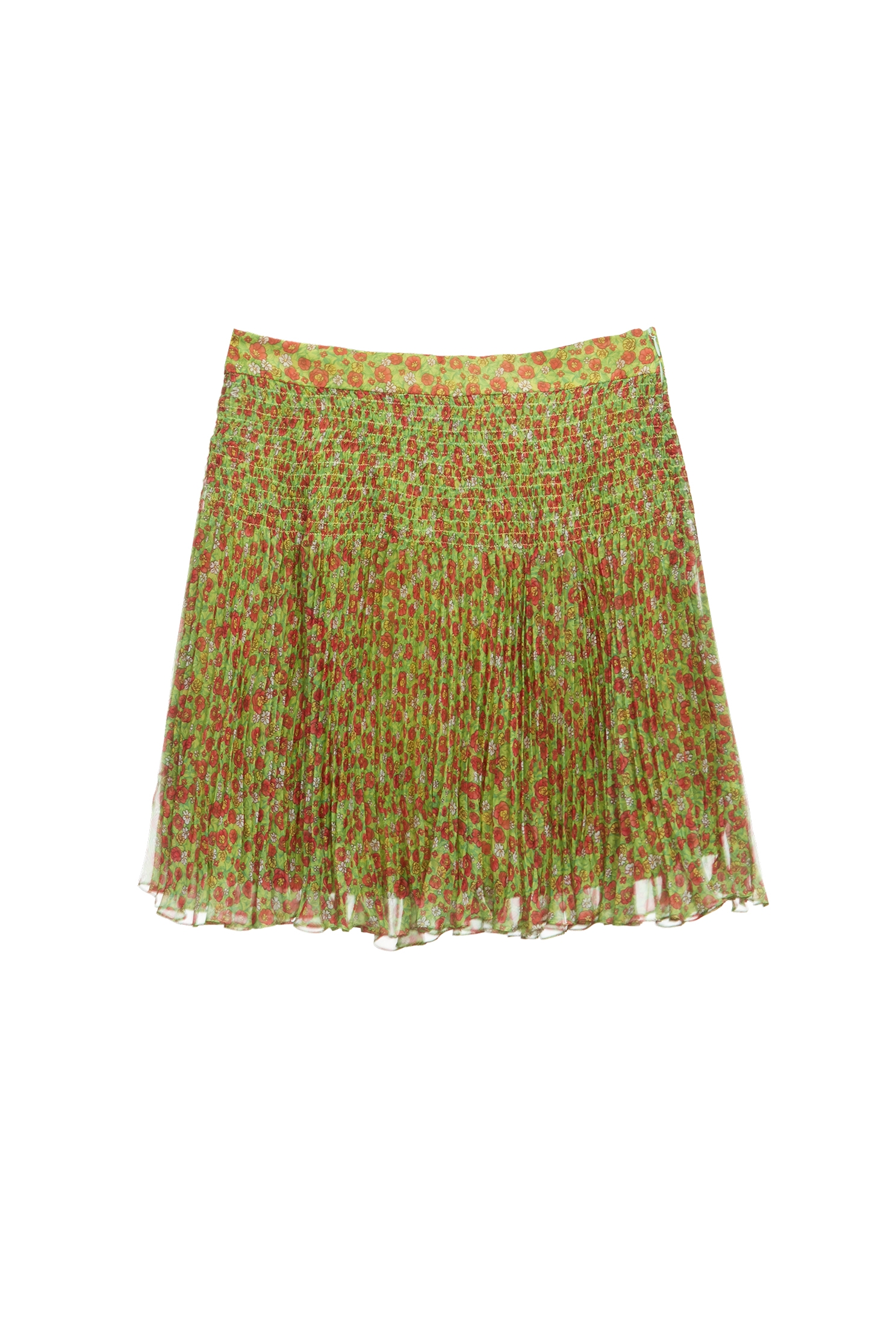 Pleated Detail Floral Print Chiffon Mini SkirtPleated Detail Floral Print Chiffon Mini Skirt,Season (SS) Look,City Feminine,Chiffon,Chiffon skirts