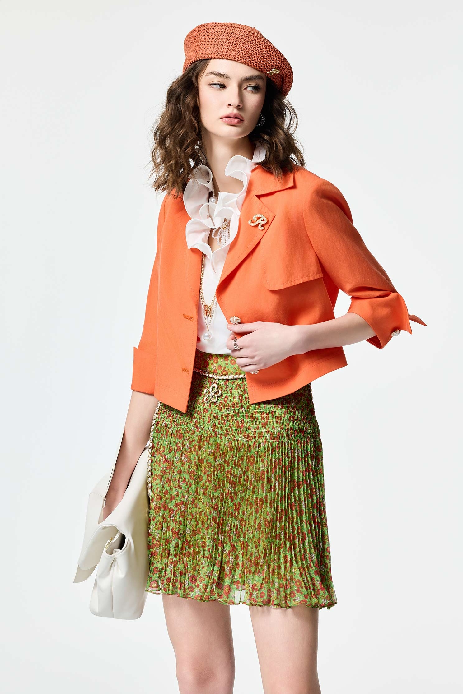 Pleated Detail Floral Print Chiffon Mini SkirtPleated Detail Floral Print Chiffon Mini Skirt,Season (SS) Look,City Feminine,Chiffon,Chiffon skirts