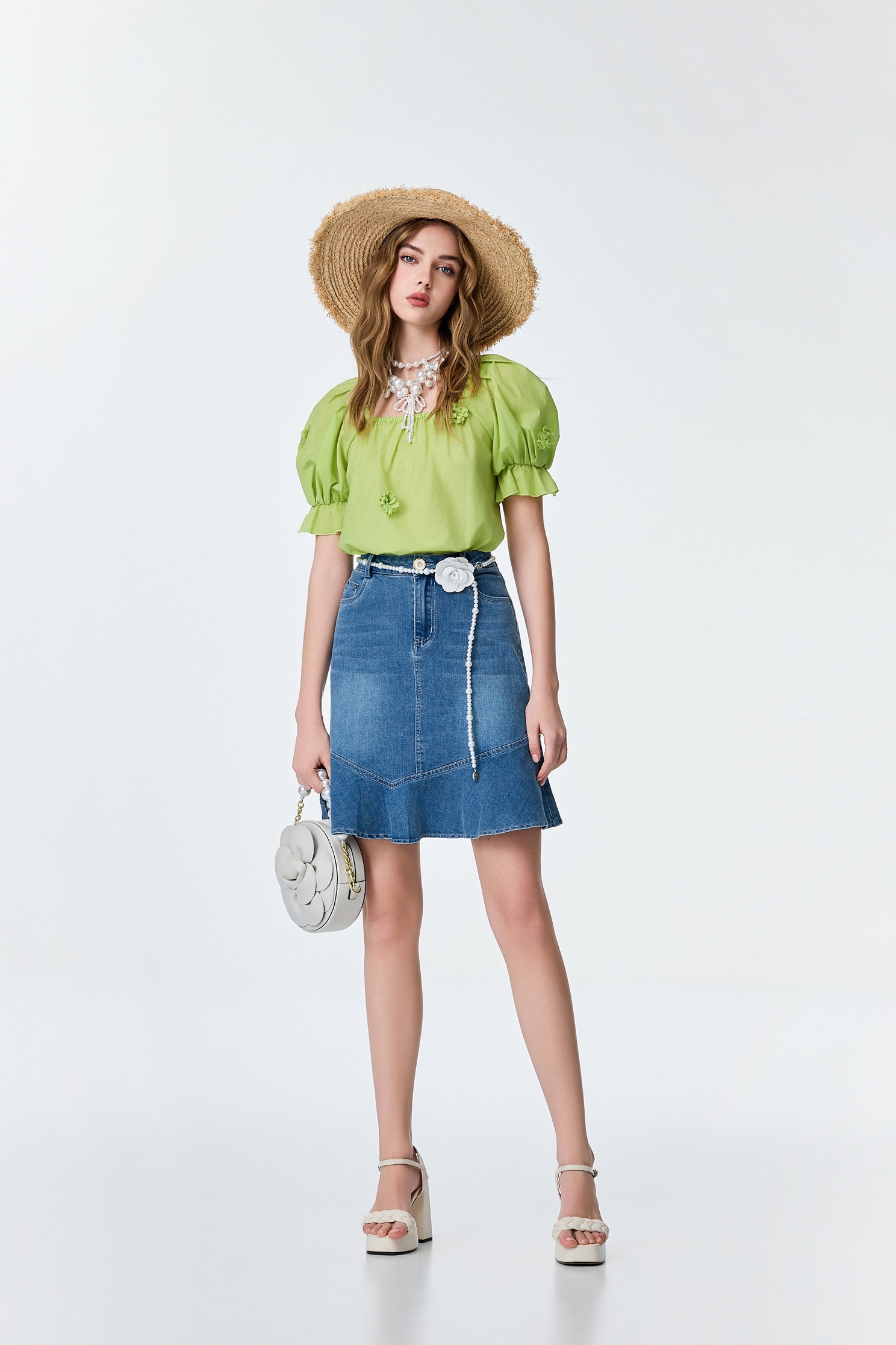 Fishtail Denim SkirtFishtail Denim Skirt,Season (SS) Look,Denim,Denim skirts,pearl,City Feminine