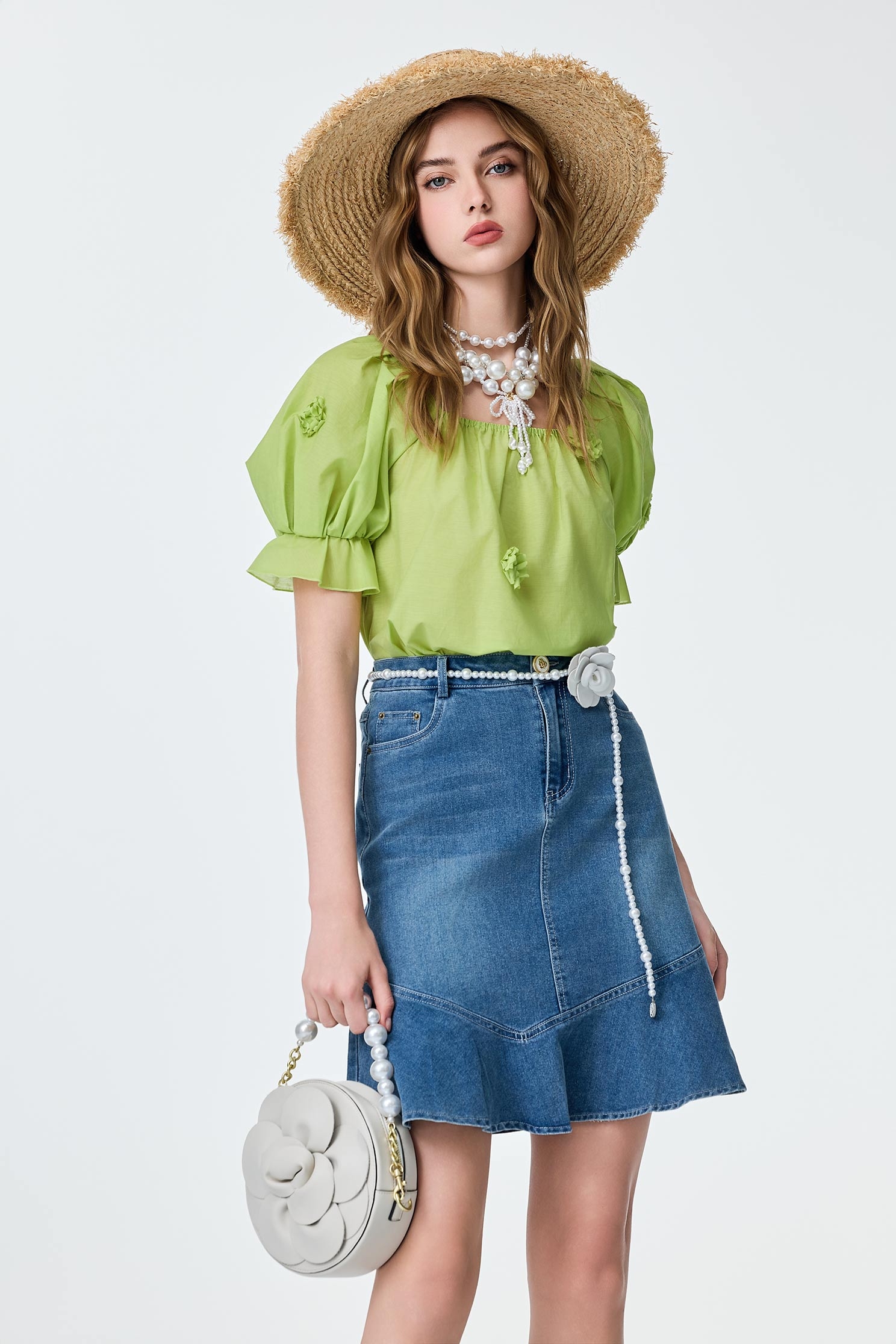Fishtail Denim SkirtFishtail Denim Skirt,Season (SS) Look,Denim,Denim skirts,pearl,City Feminine