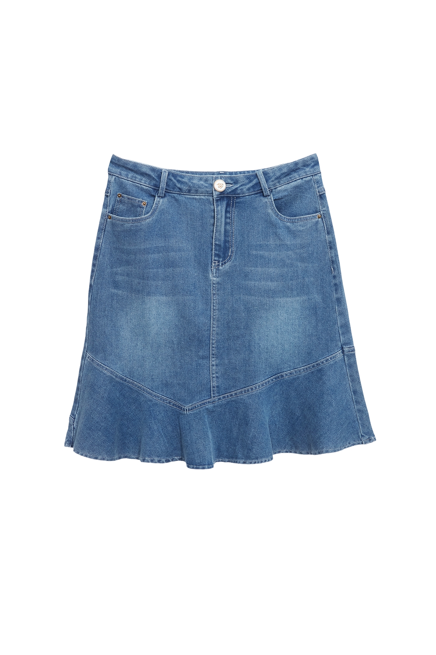 Fishtail Denim SkirtFishtail Denim Skirt,Season (SS) Look,Denim,Denim skirts,pearl,City Feminine