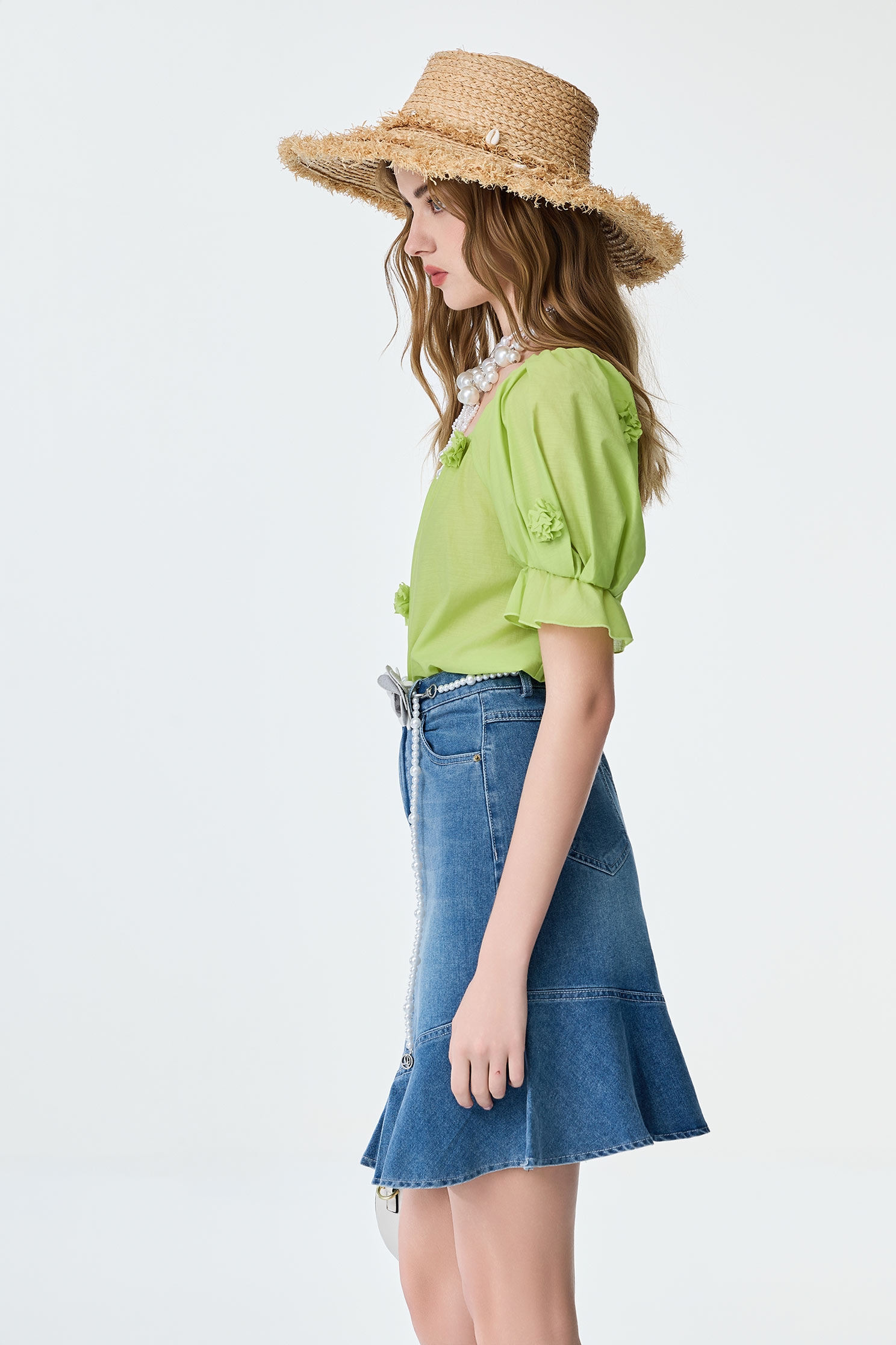 Fishtail Denim SkirtFishtail Denim Skirt,Season (SS) Look,Denim,Denim skirts,pearl,City Feminine