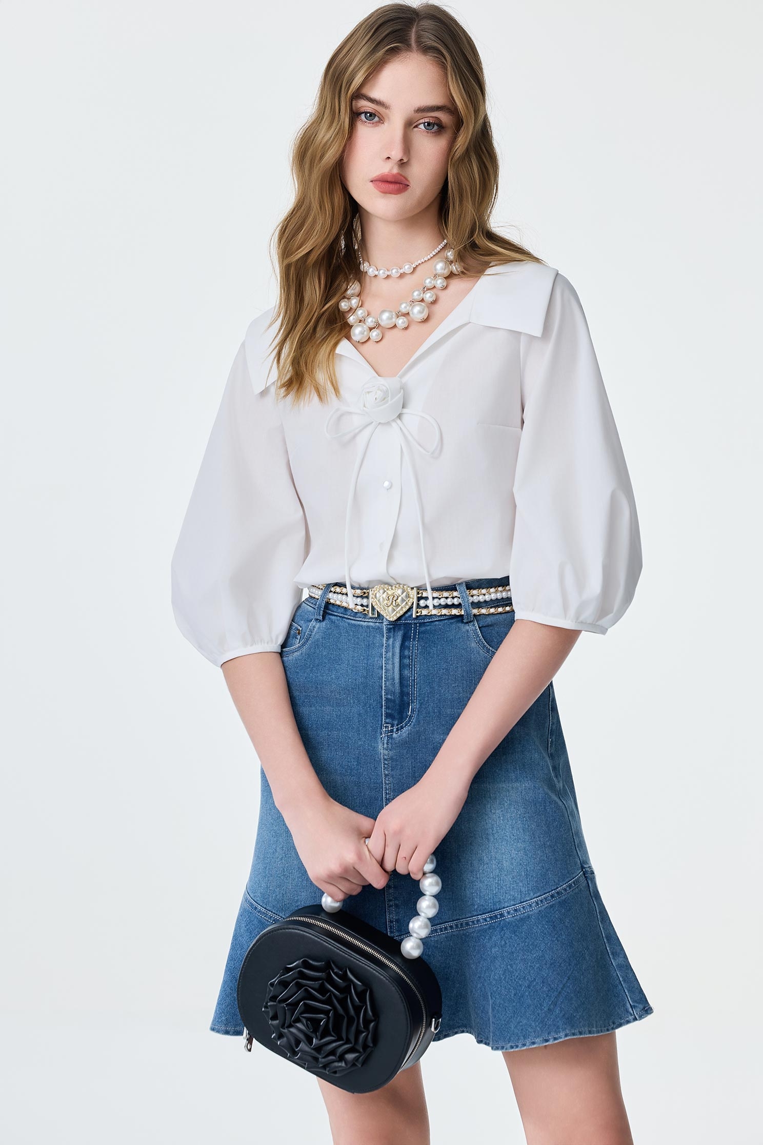 Fishtail Denim SkirtFishtail Denim Skirt,Season (SS) Look,Denim,Denim skirts,pearl,City Feminine