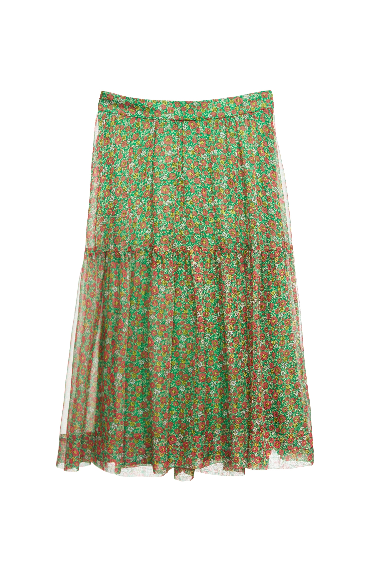 Floral Print Chiffon Midi SkirtFloral Print Chiffon Midi Skirt,Season (SS) Look,City Feminine,Chiffon,Chiffon skirts