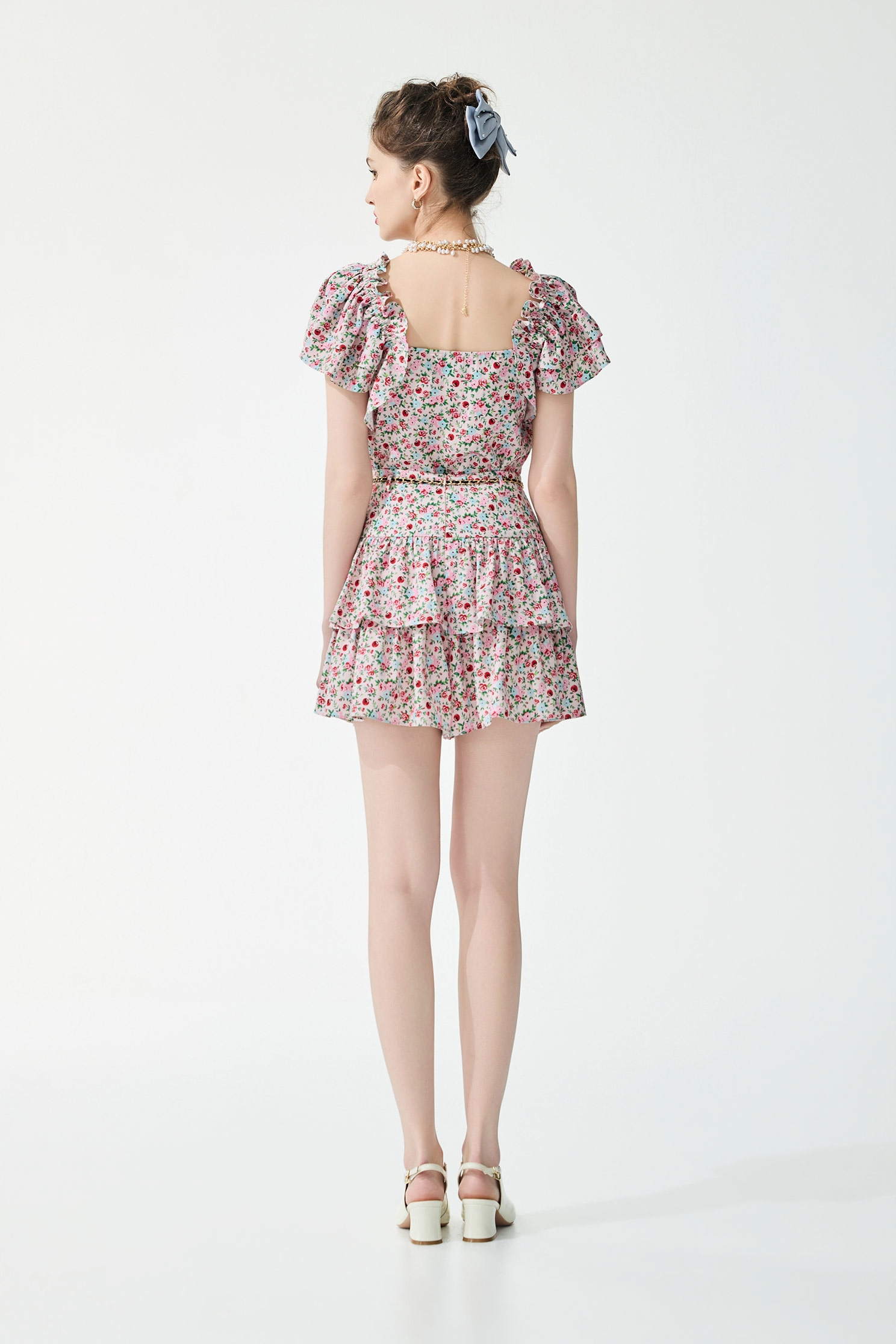 Rose With Cherry Print Skorts,bestselling,Season (SS) Look,Mini skirts