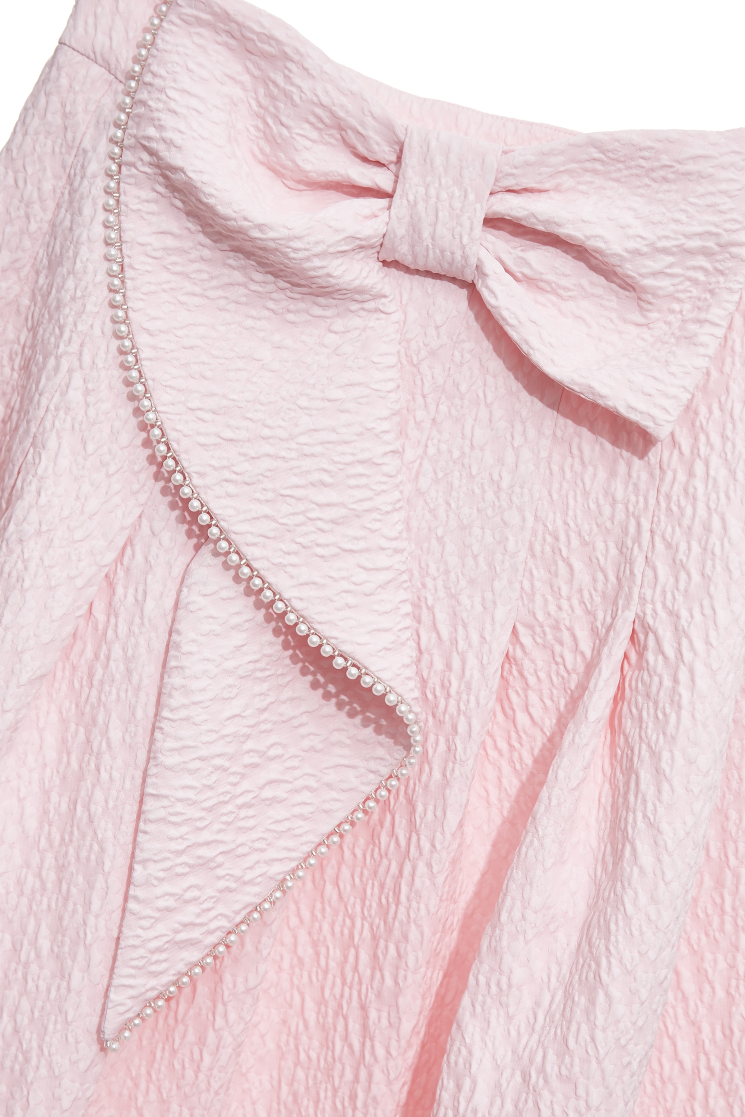 Textured Pink Bow Detail Midi Skirt,bestselling,Season (SS) Look,pearl,bows,Midi skirts