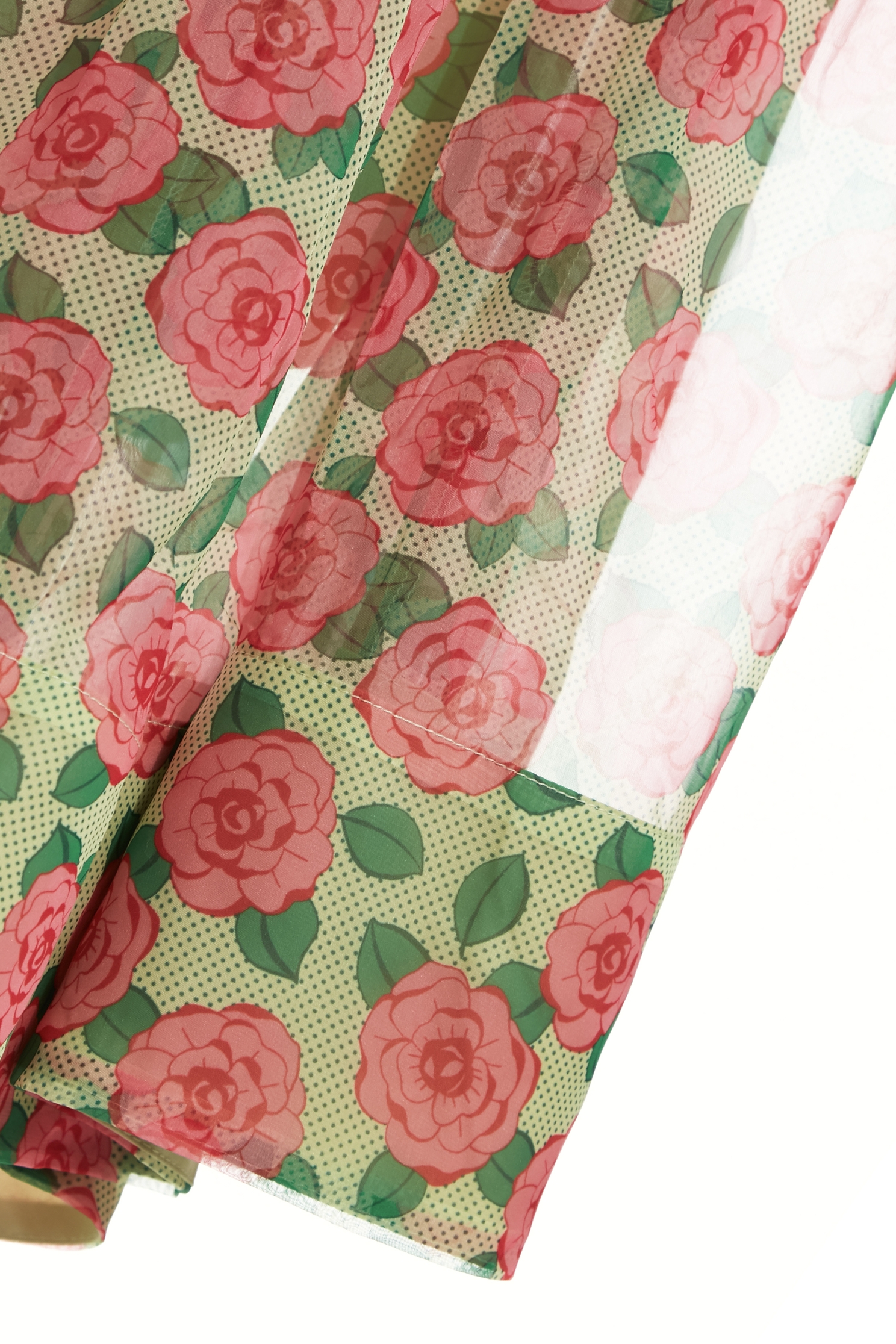 Rose Print Chiffon SkirtRose Print Chiffon Skirt,Season (AW) Look,Midi skirts