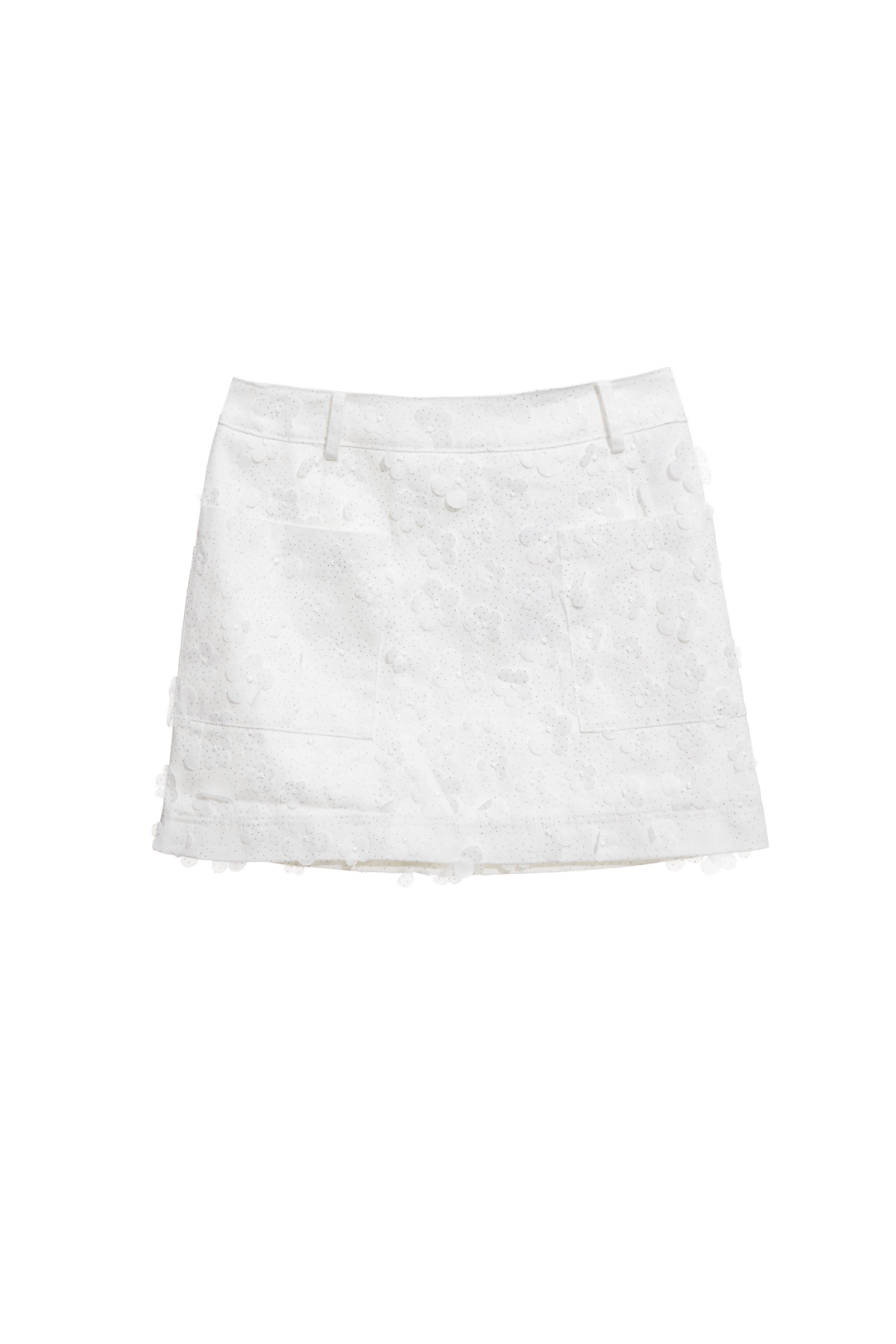 Sequin Floral Detail Denim SkirtSequin Floral Detail Denim Skirt,Office Looks,Embroidered,Season (SS) Look,co-ord sets,Denim,Denim mini skirts,Denim skirts,City Feminine,Mini skirts,Valentine