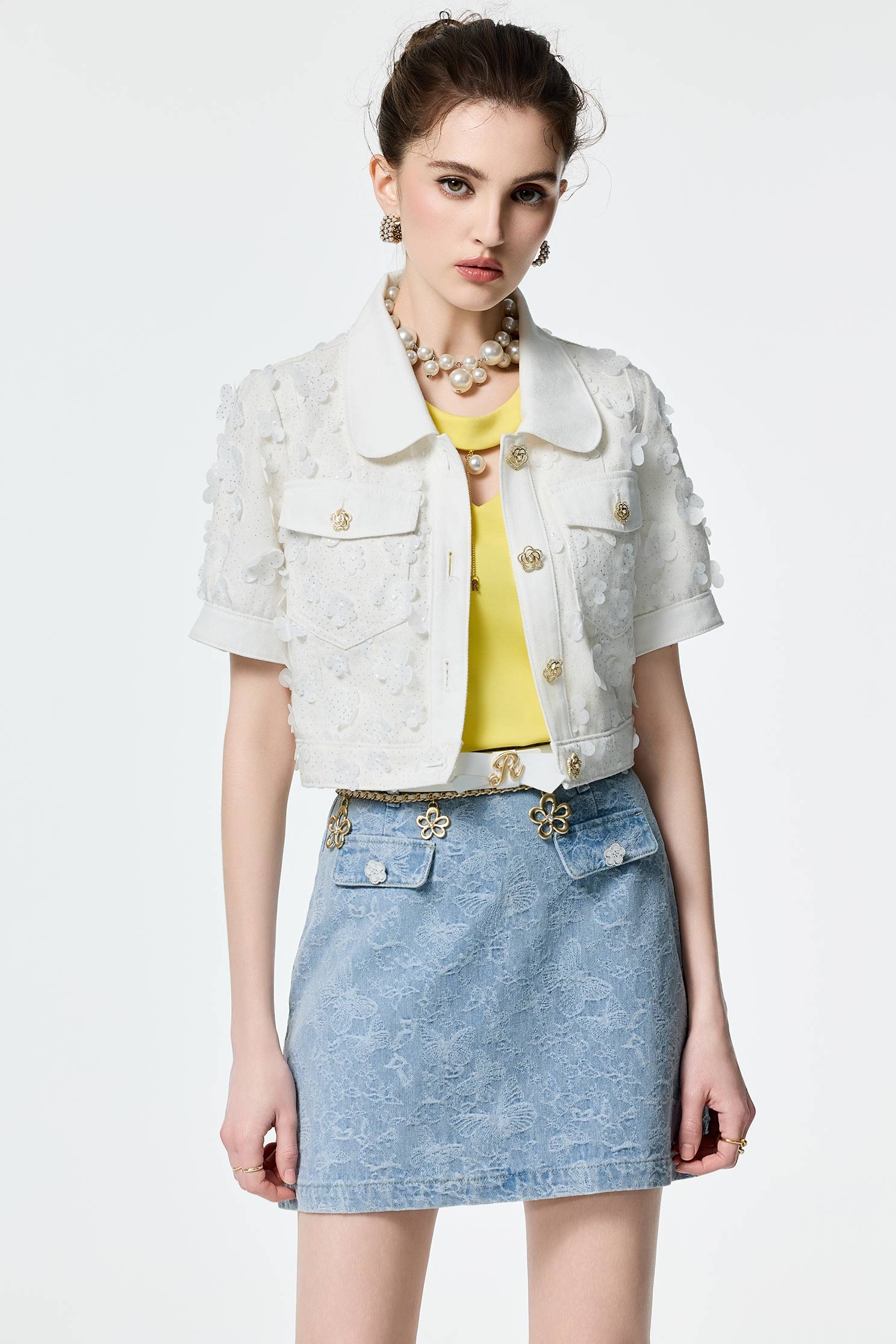 Butterfly Detail Denim SkirtButterfly Detail Denim Skirt,Season (SS) Look,Denim,Denim mini skirts,Denim skirts,City Feminine,Mini skirts,Valentine,blossoms