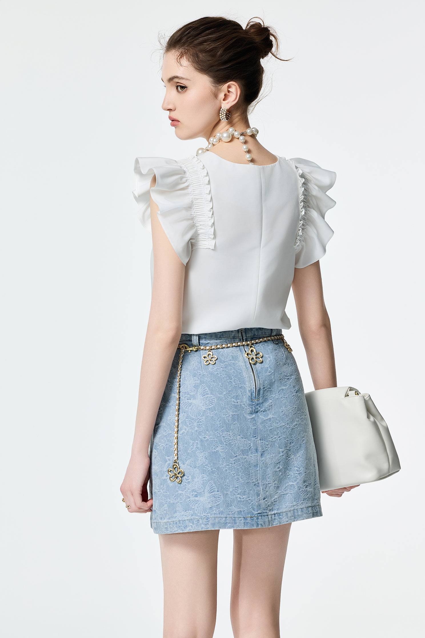 Butterfly Detail Denim SkirtButterfly Detail Denim Skirt,Season (SS) Look,Denim,Denim mini skirts,Denim skirts,City Feminine,Mini skirts,Valentine,blossoms