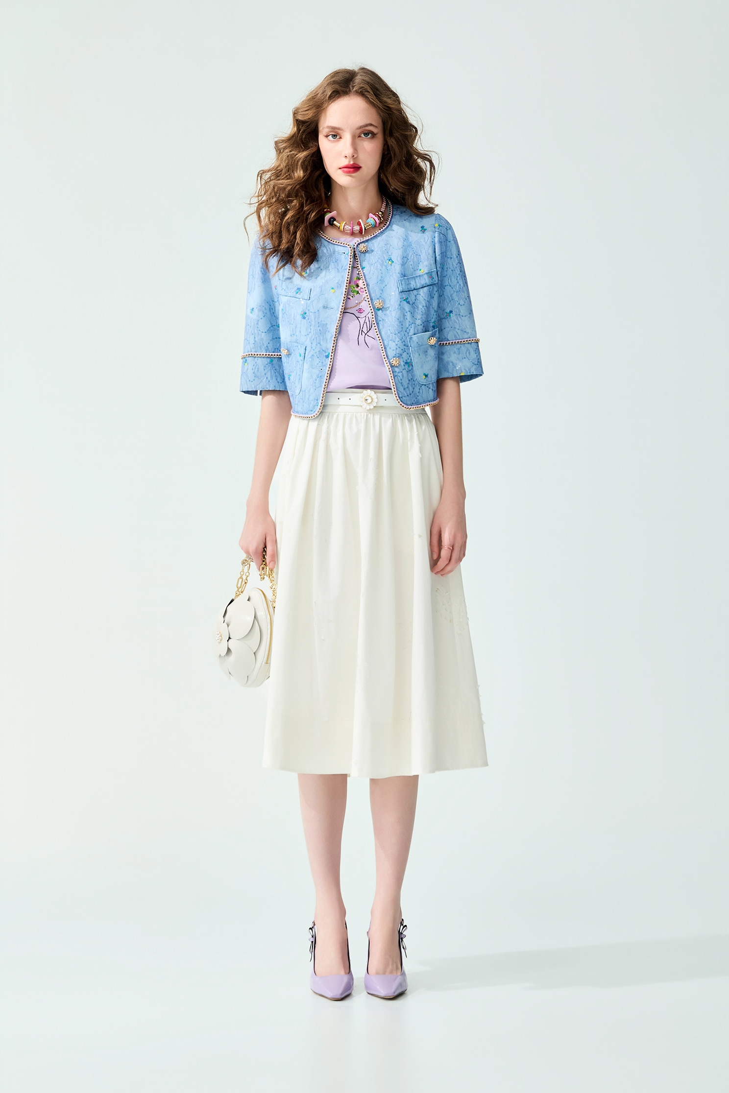 Hollow Out Floral Midi Skirt,Tops,Season (SS) Look,White skirts,Midi skirts
