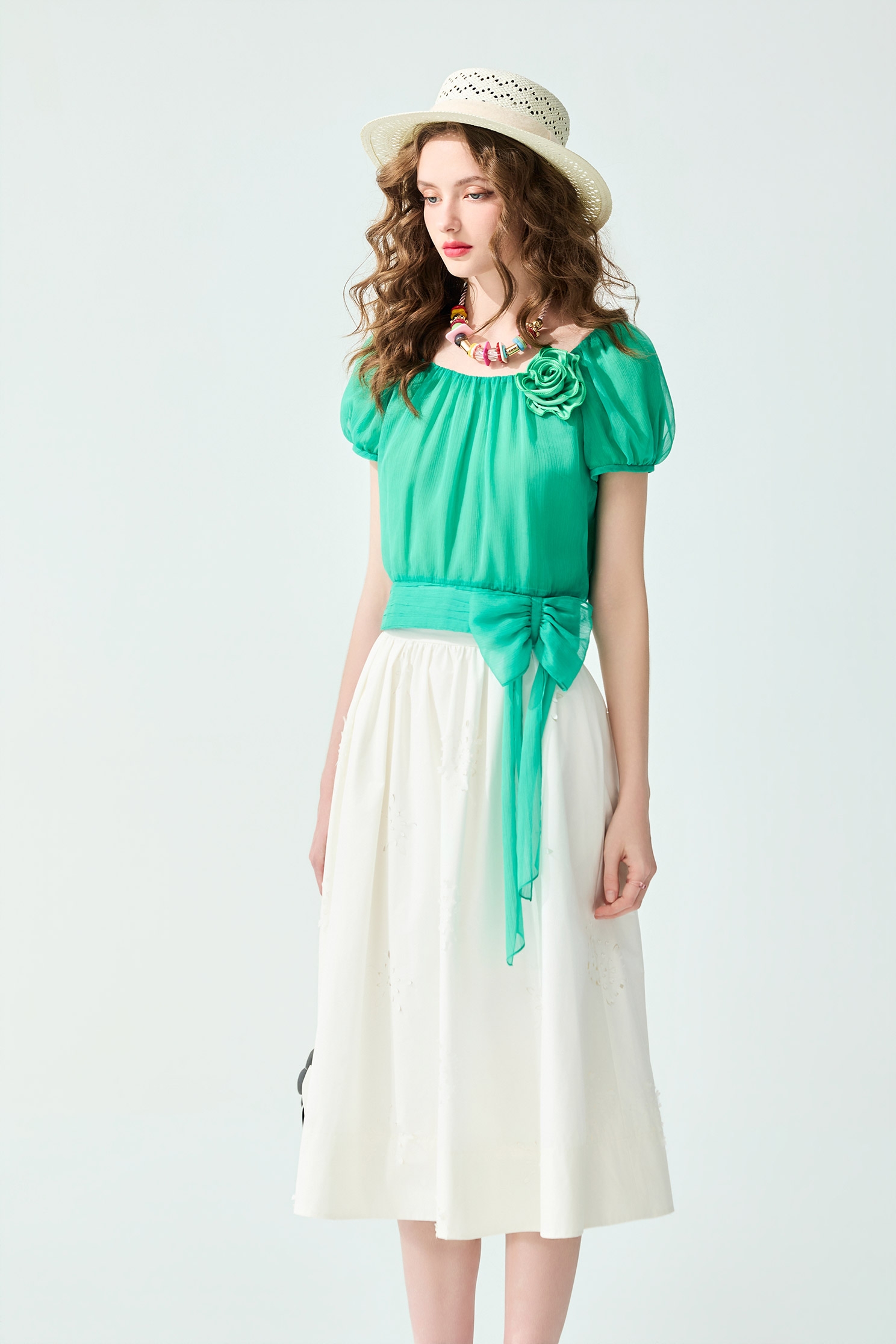 Hollow Out Floral Midi Skirt,Tops,Season (SS) Look,White skirts,Midi skirts