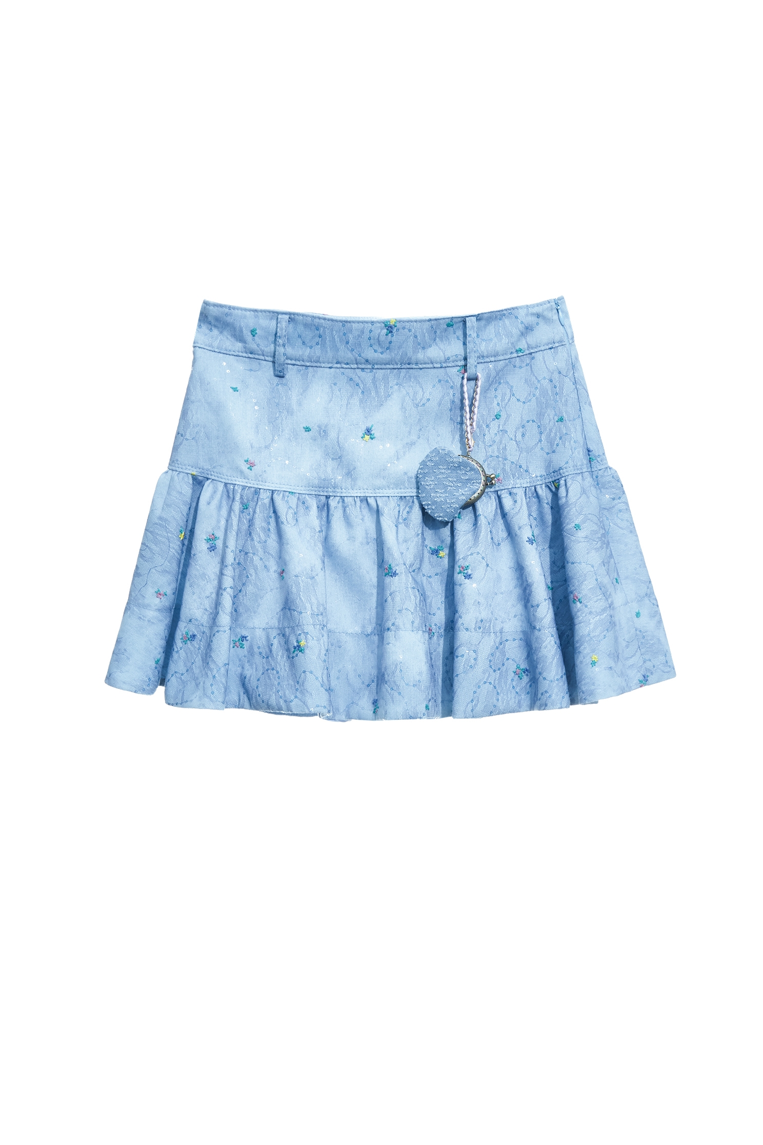 Floral Embroidery Sequin Detail Mini Skirt,Embroidered,Season (SS) Look,Mini skirts,Floral,Mesh fabric,Lace
