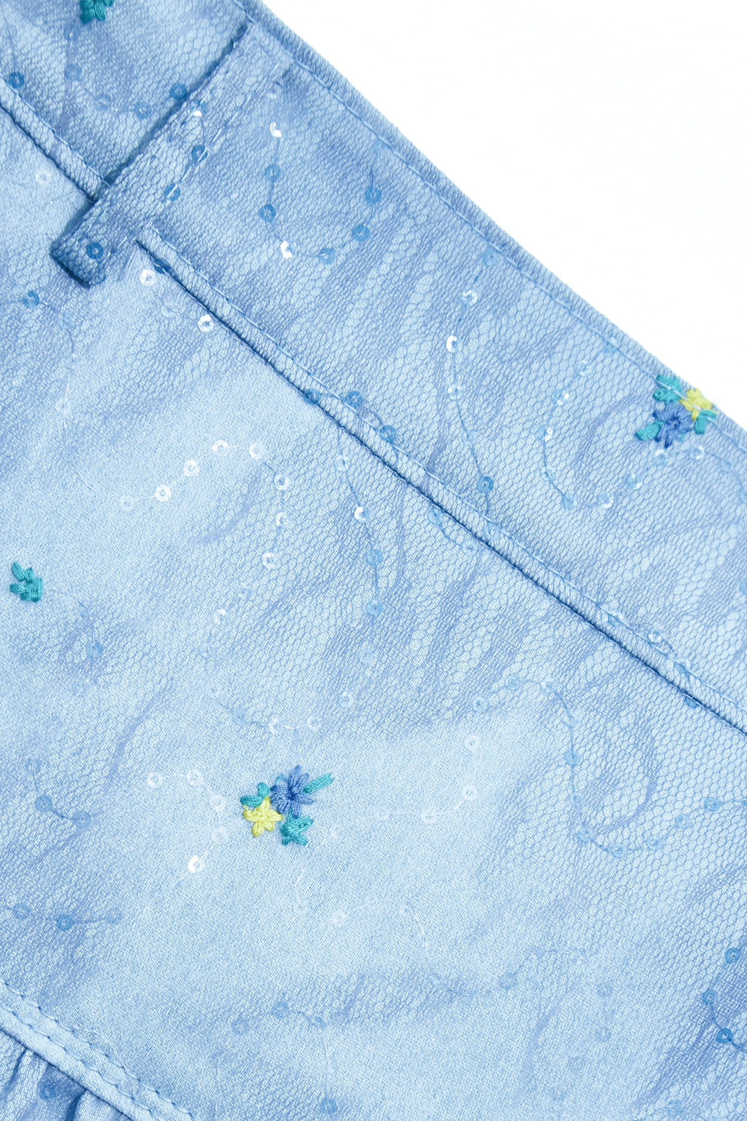 Floral Embroidery Sequin Detail Mini Skirt,Embroidered,Season (SS) Look,Mini skirts,Floral,Mesh fabric,Lace
