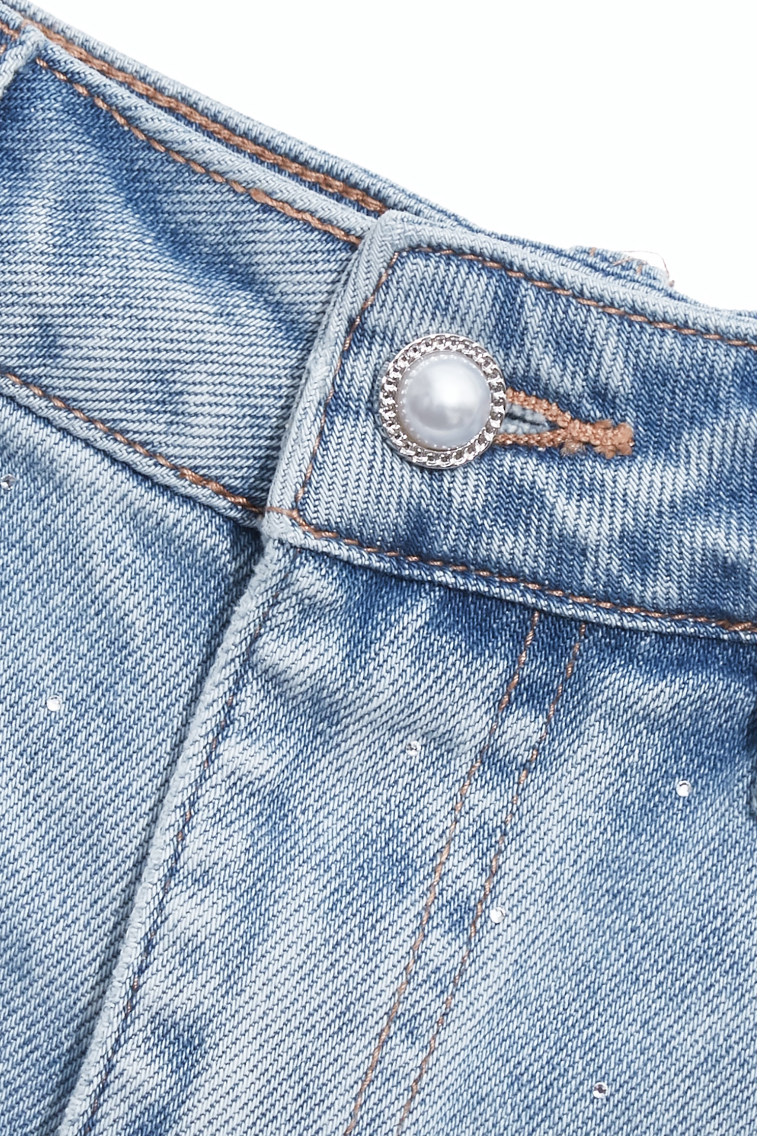 Sequin Denim Short Skirt With Lace Sash,Season (SS) Look,Denim,Denim skirts,pearl