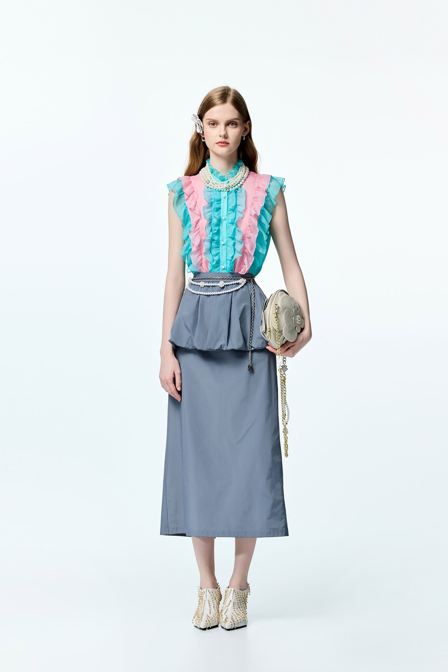 Fake Two Piece Taffeta SkirtFake Two Piece Taffeta Skirt,Season (AW) Look,Midi skirts