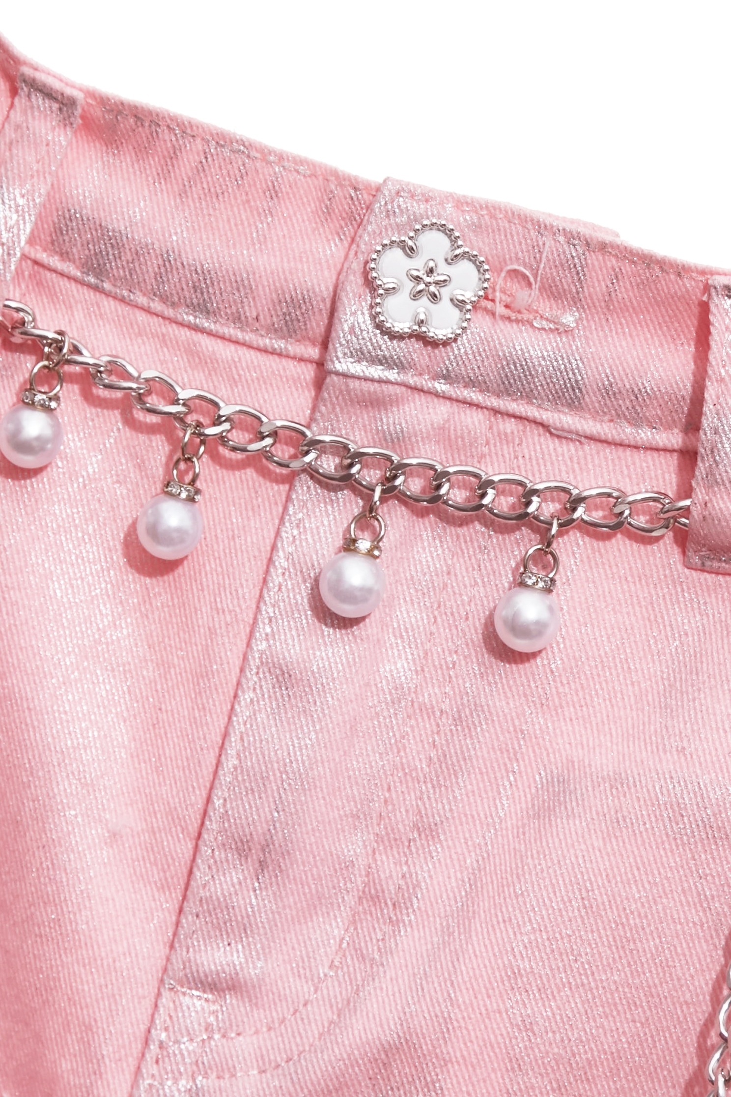 Metallic Sheen Pink Denim SkirtMetallic Sheen Pink Denim Skirt,co-ord sets,Denim,Denim mini skirts,Denim skirts,pearl,Mini skirts,Season (AW) Look,blossoms