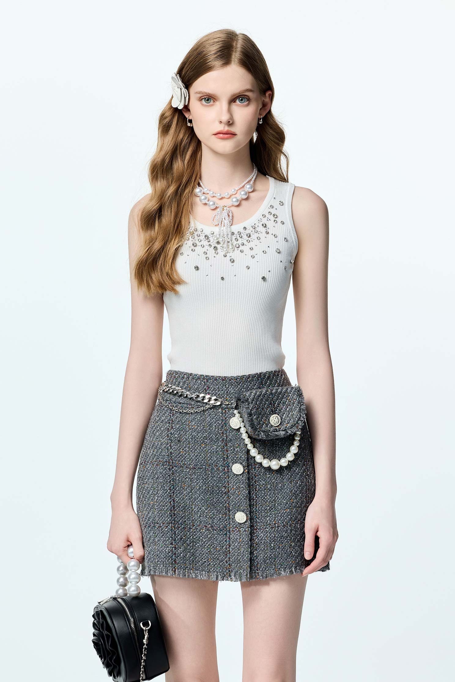 Tweed Short Skirt With Detachable Waist PouchTweed Short Skirt With Detachable Waist Pouch,co-ord sets,Mini skirts,Shorts,Season (AW) Look,Pencil skirts