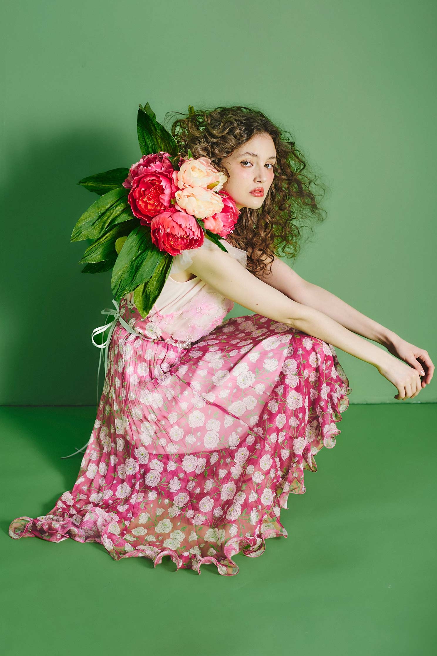 Floral Print Chiffon Pleated Detail SkirtFloral Print Chiffon Pleated Detail Skirt,Season (SS) Look,Chiffon,Chiffon skirts