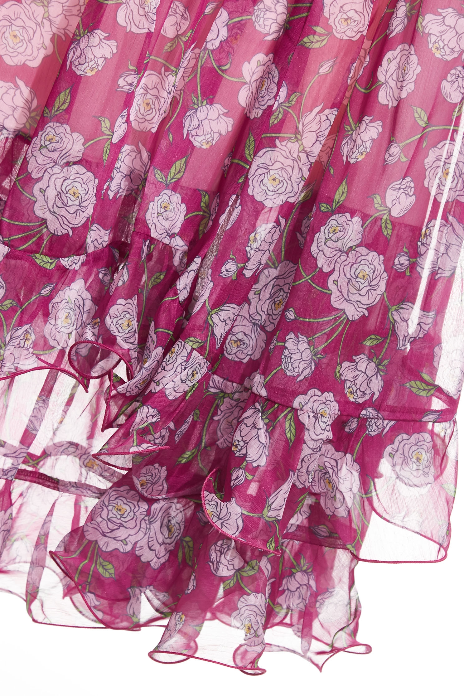 Floral Print Chiffon Pleated Detail SkirtFloral Print Chiffon Pleated Detail Skirt,Season (SS) Look,Chiffon,Chiffon skirts