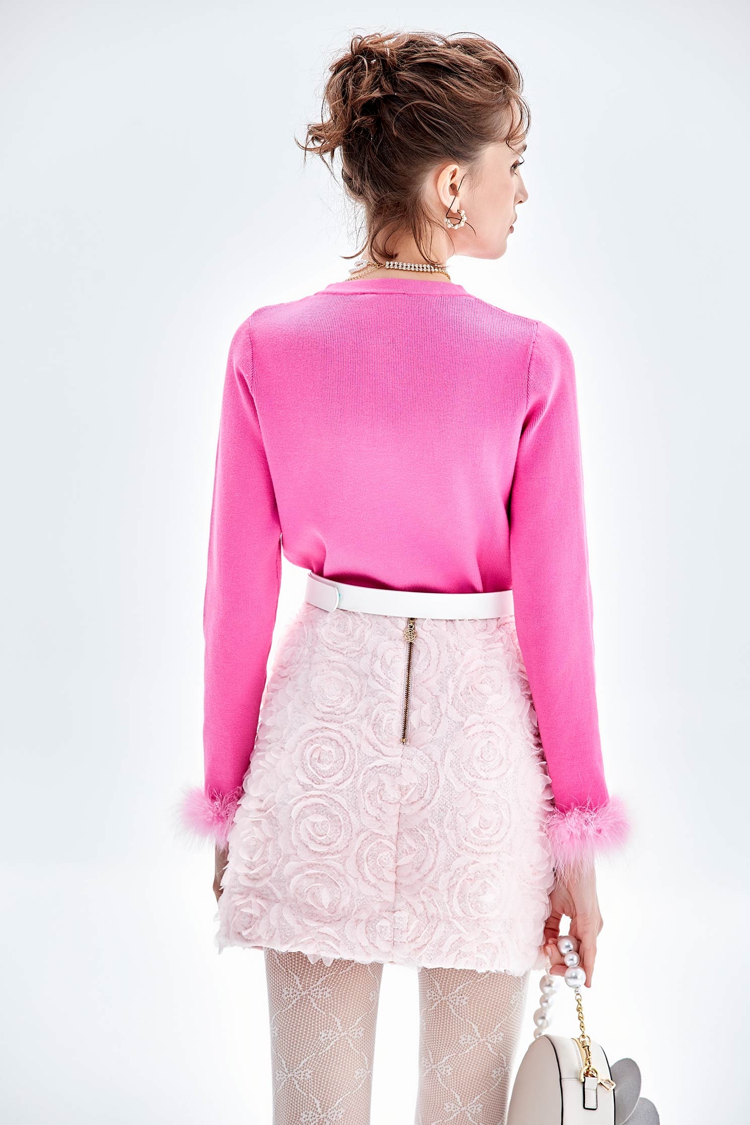 3-D Mesh Floral Pink Skirt3-D Mesh Floral Pink Skirt,Mini skirts,Shorts,Season (AW) Look