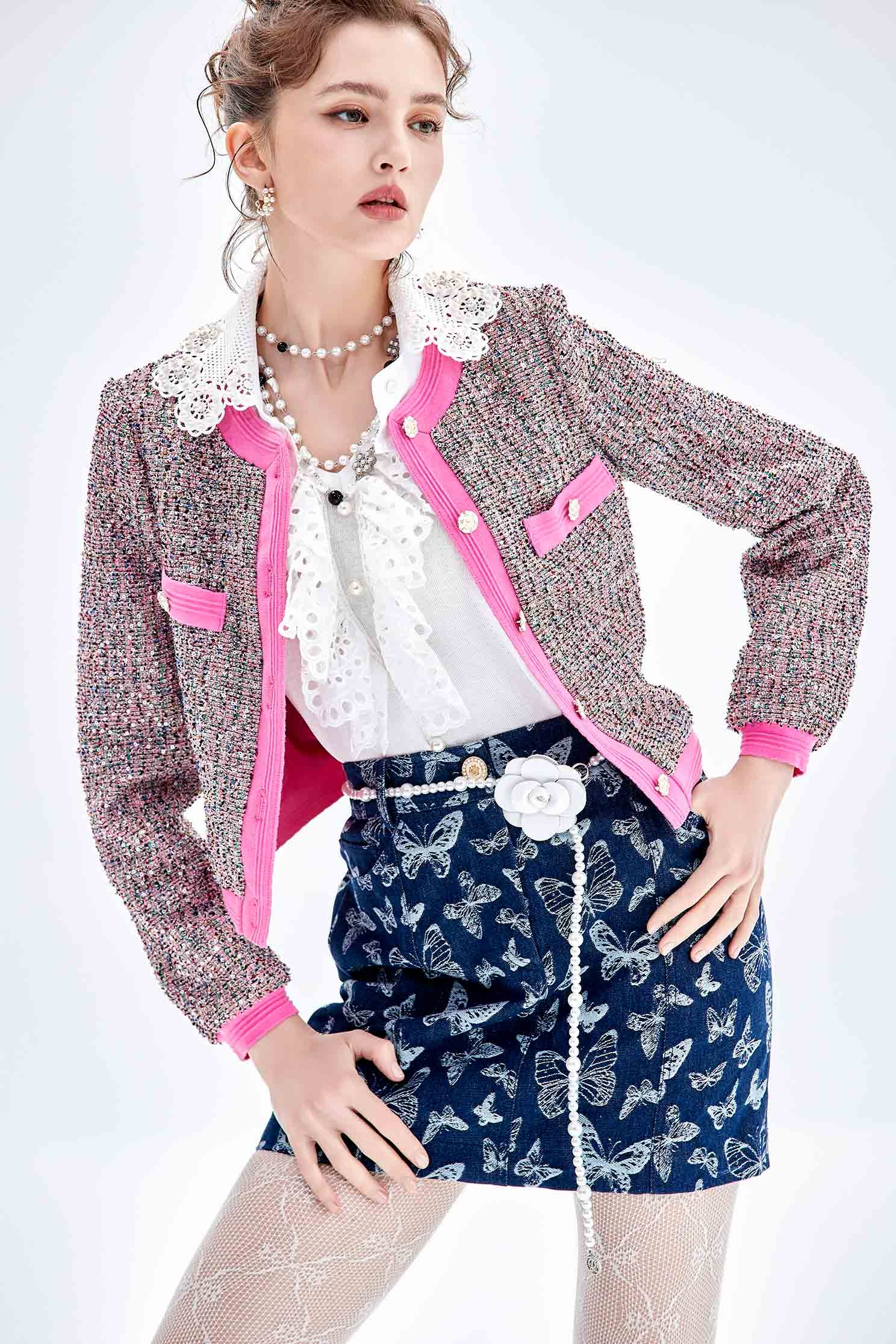 Butterfly Print Denim SkirtButterfly Print Denim Skirt,Denim,Denim skirts,pearl,Mini skirts,Season (AW) Look