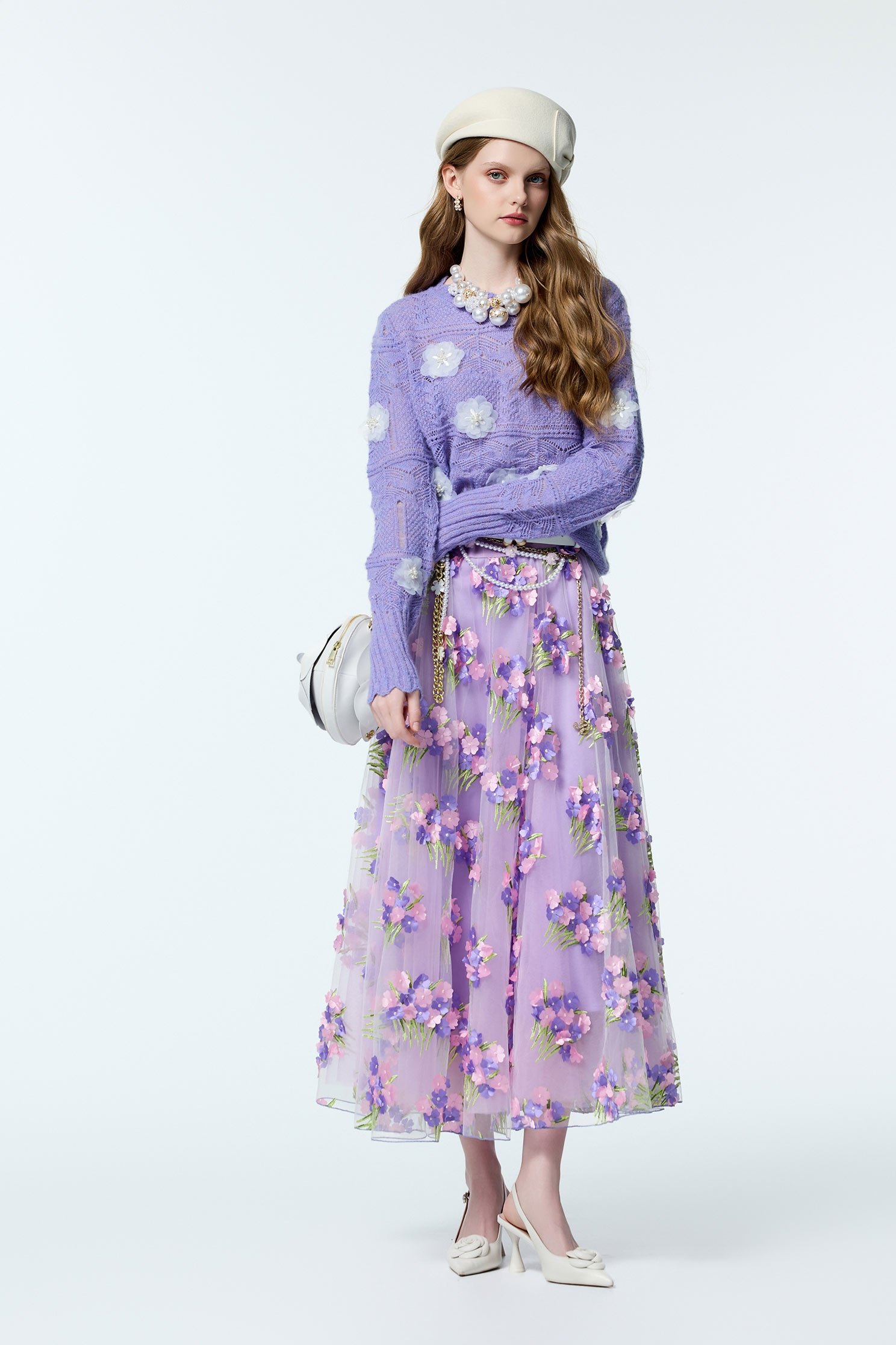 3-D Floral Detail Mesh Skirt3-D Floral Detail Mesh Skirt,Embroidered,Season (AW) Look,Valentine,Mesh fabric,Tutu skirts,blossoms,Midi skirts