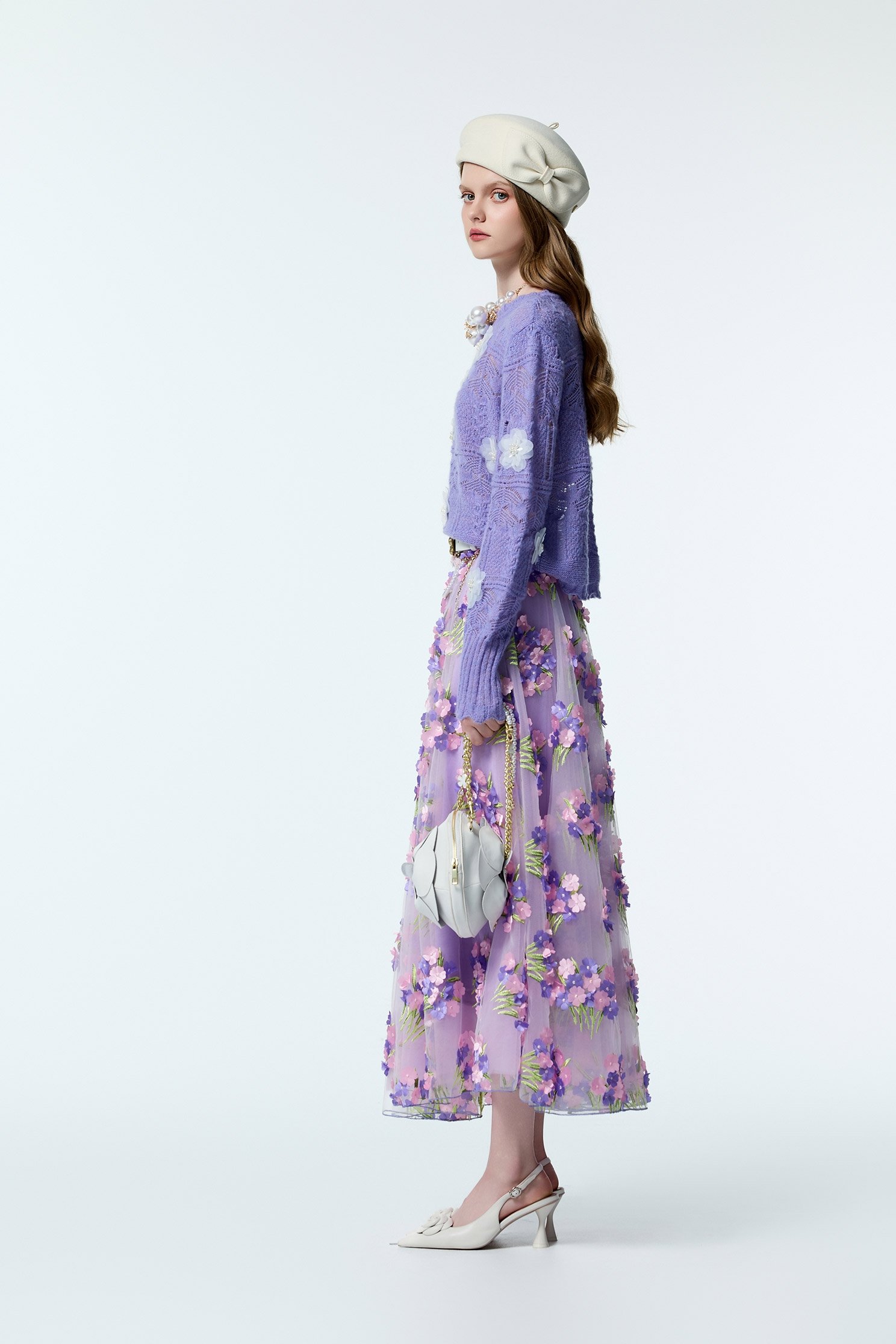 3-D Floral Detail Mesh Skirt3-D Floral Detail Mesh Skirt,Embroidered,Season (AW) Look,Valentine,Mesh fabric,Tutu skirts,blossoms,Midi skirts