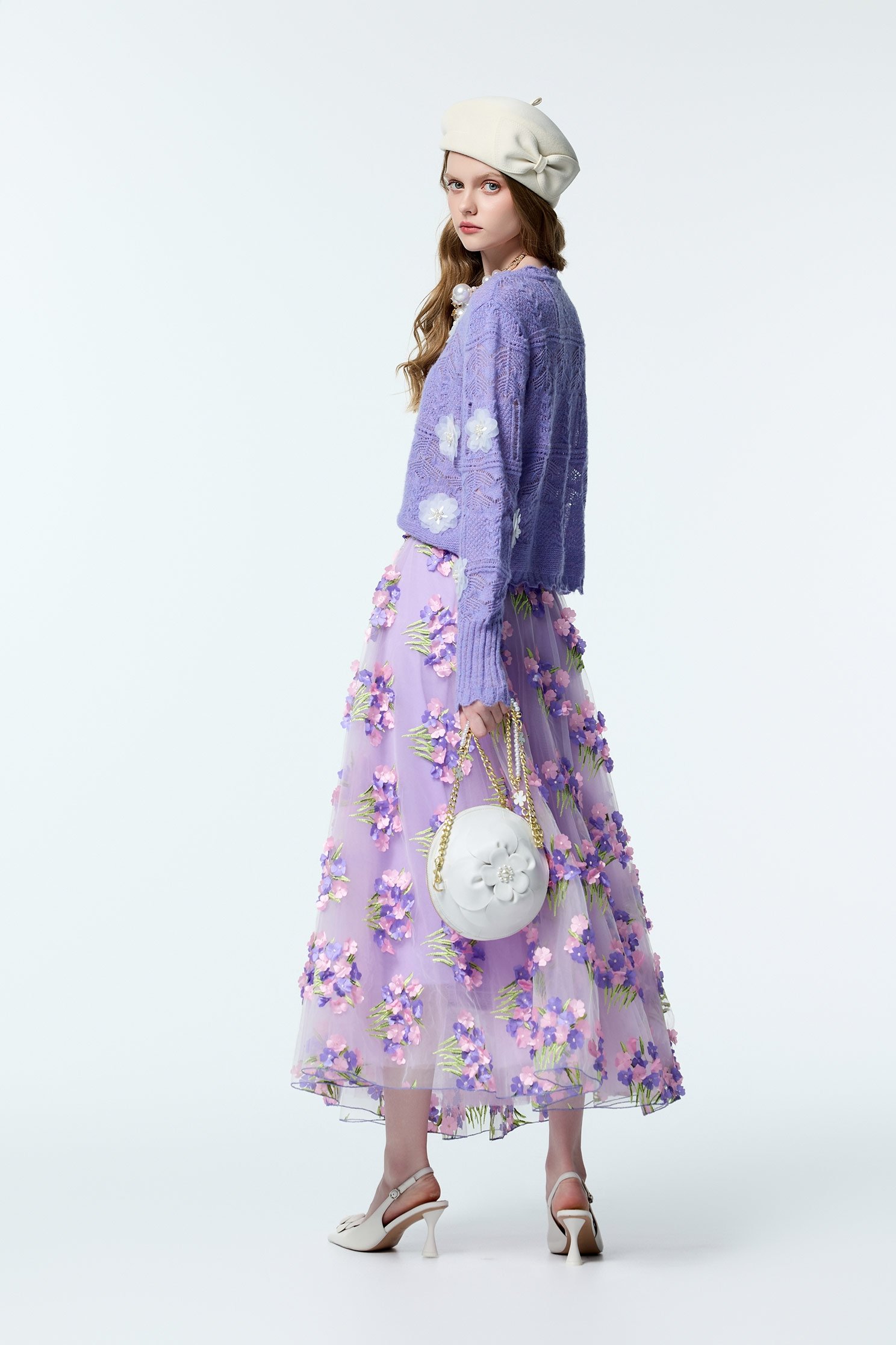 3-D Floral Detail Mesh Skirt3-D Floral Detail Mesh Skirt,Embroidered,Season (AW) Look,Valentine,Mesh fabric,Tutu skirts,blossoms,Midi skirts