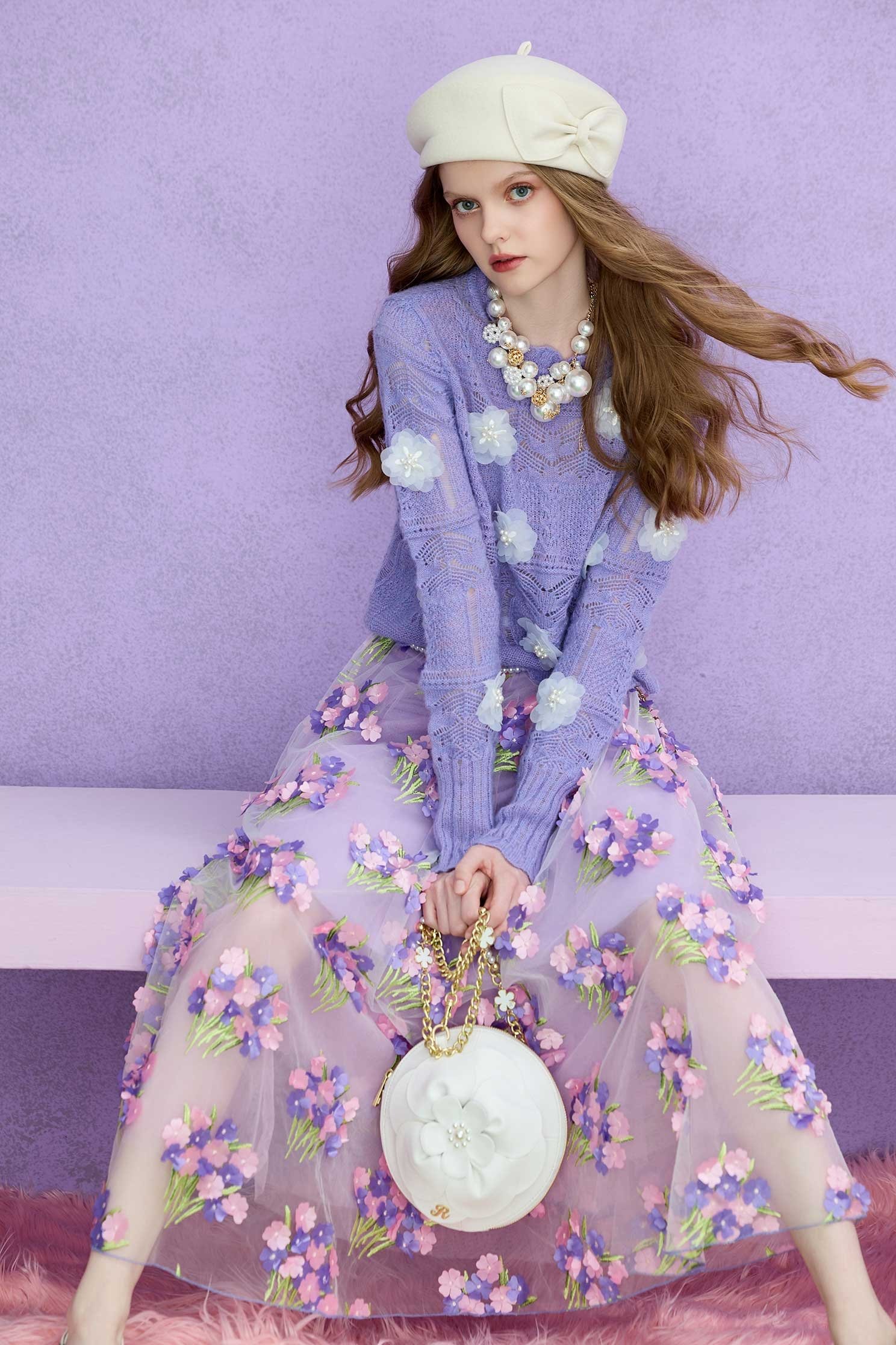 3-D Floral Detail Mesh Skirt3-D Floral Detail Mesh Skirt,Embroidered,Season (AW) Look,Valentine,Mesh fabric,Tutu skirts,blossoms,Midi skirts