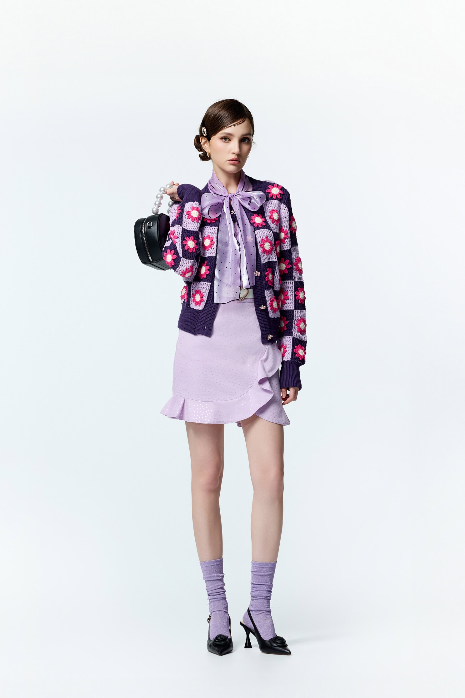 Silver Star Print Ruffle Denim SkirtSilver Star Print Ruffle Denim Skirt,co-ord sets,Denim,Denim skirts,Mini skirts,Season (AW) Look,Valentine