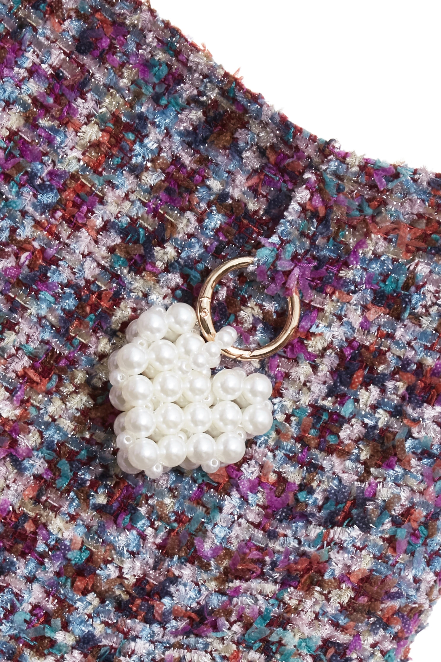 Organza Ruffle Detail Purple Tweed SkirtOrganza Ruffle Detail Purple Tweed Skirt,Office Looks,co-ord sets,pearl,Mini skirts,Season (AW) Look