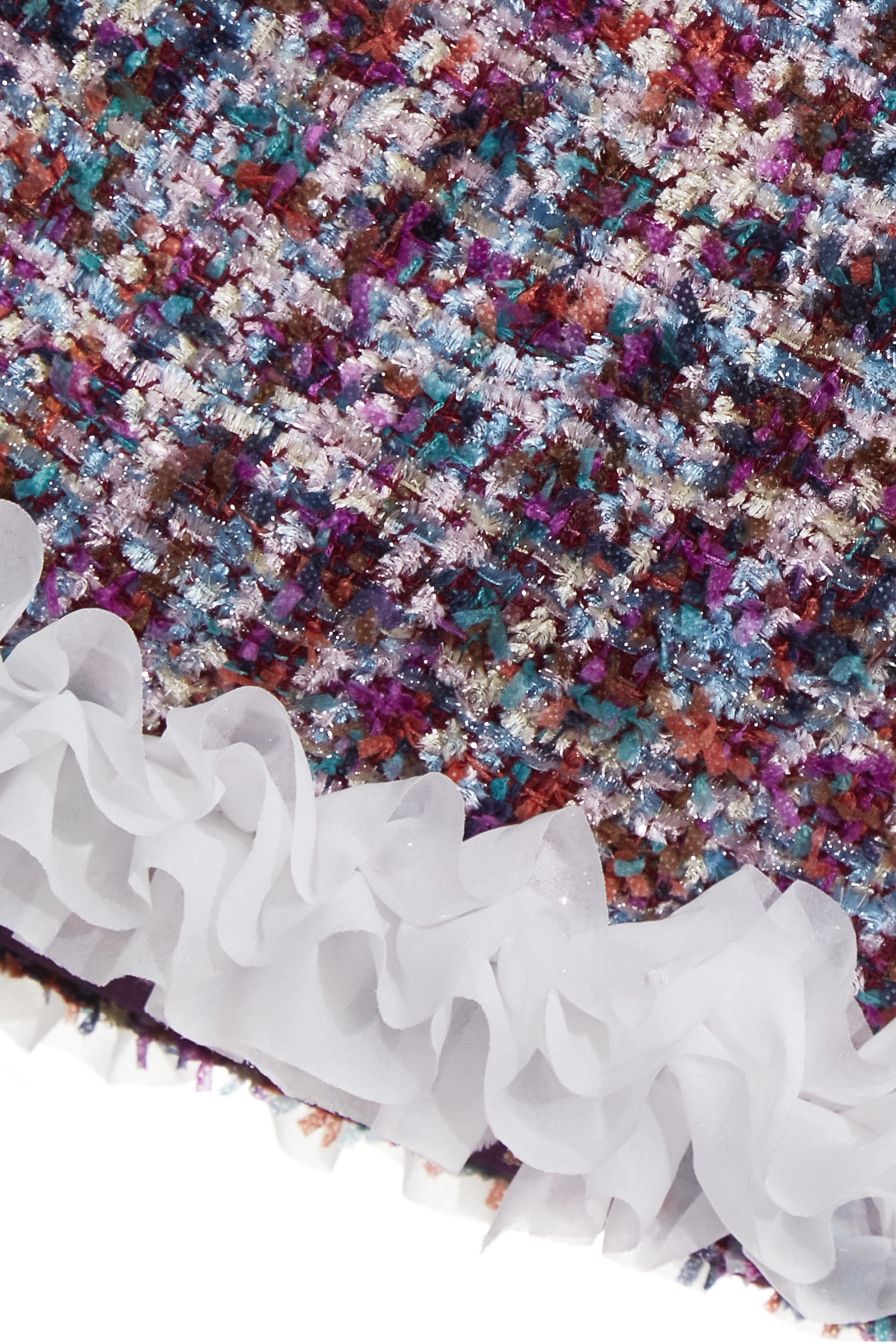Organza Ruffle Detail Purple Tweed SkirtOrganza Ruffle Detail Purple Tweed Skirt,Office Looks,co-ord sets,pearl,Mini skirts,Season (AW) Look