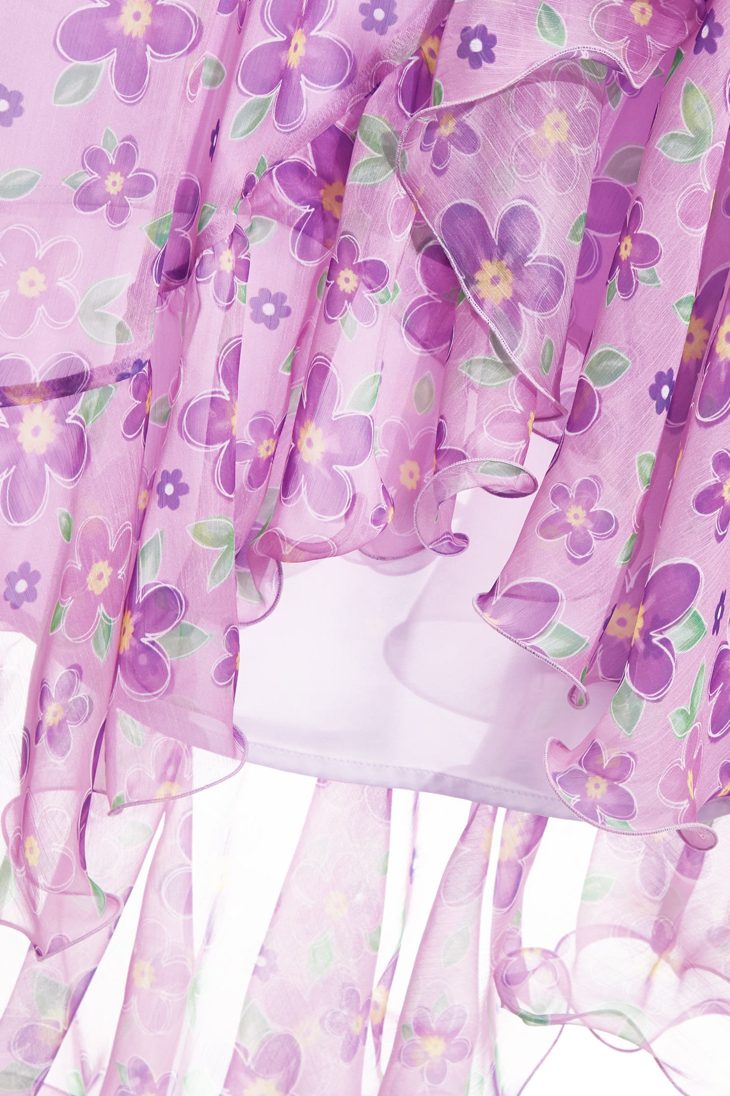 Asymmetric Floral Print Ruffle Maxi SkirtAsymmetric Floral Print Ruffle Maxi Skirt,Season (AW) Look,Midi skirts,Chiffon