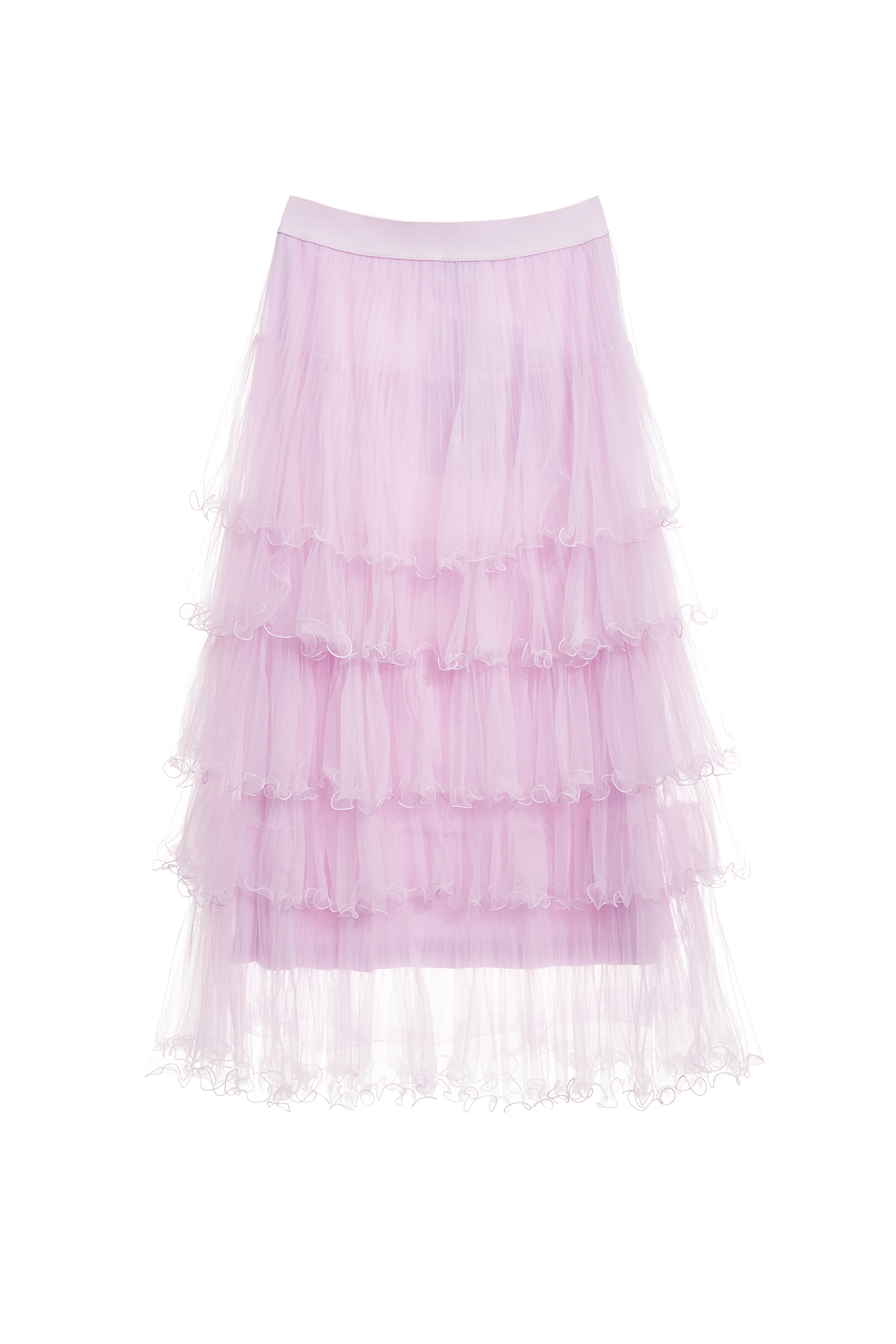 Pleated Ruffle Trim Layered Mesh SkirtPleated Ruffle Trim Layered Mesh Skirt,Dresses,Season (AW) Look,Mesh fabric,Midi skirts