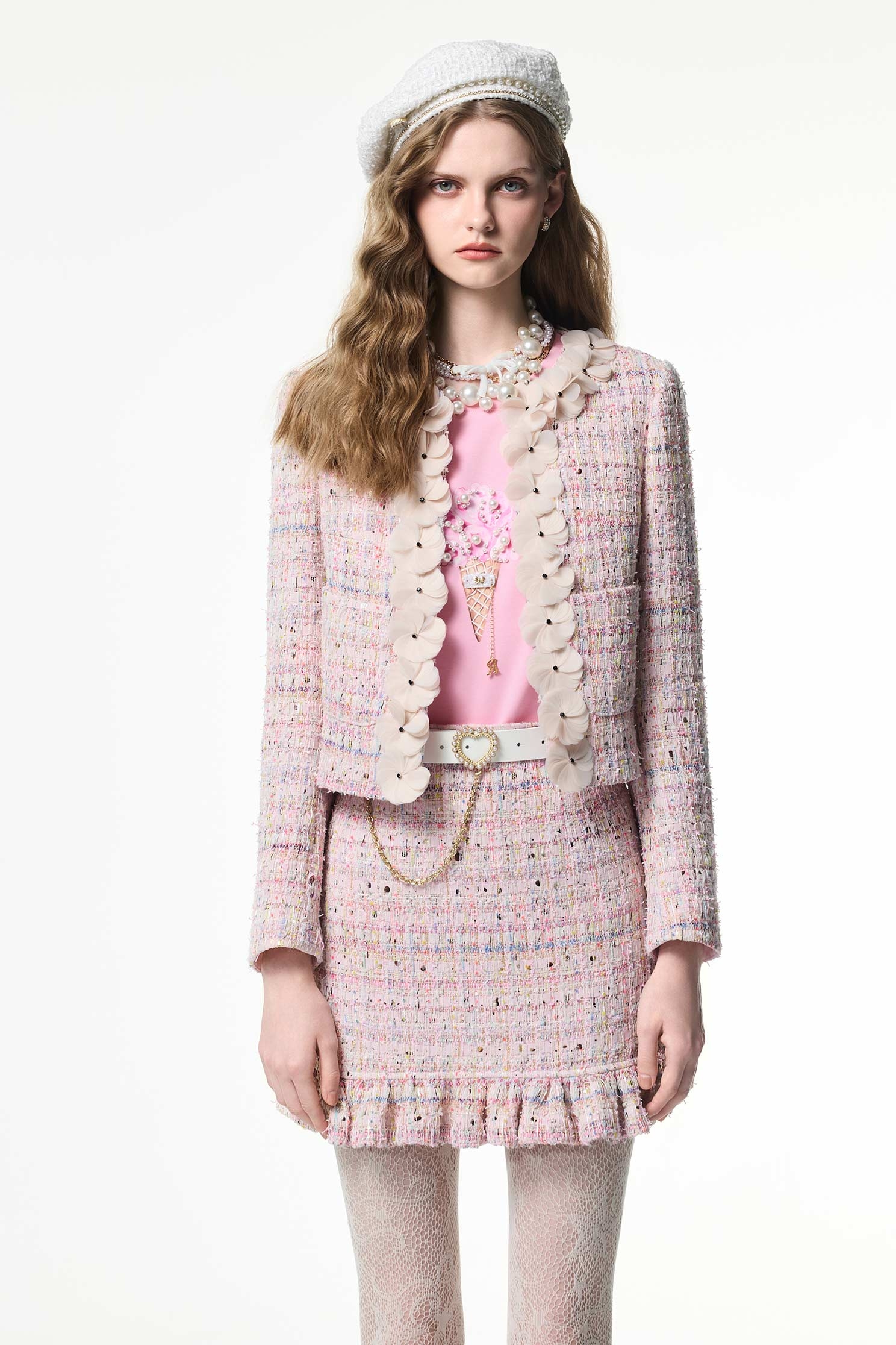 Pink Tweed Sequin SkirtPink Tweed Sequin Skirt,co-ord sets,Mini skirts,Season (AW) Look,Valentine,blossoms