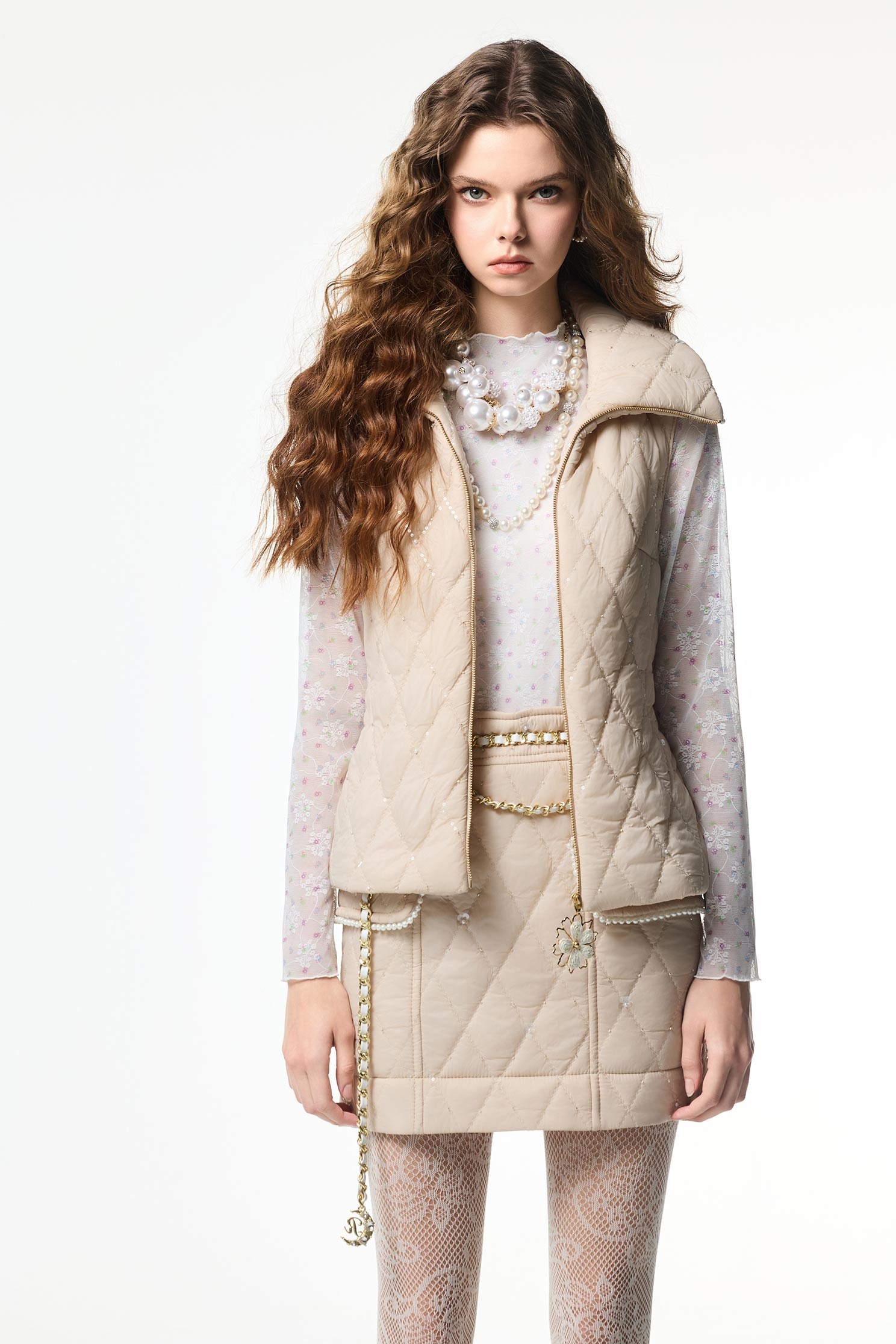 Quilted Sequin Mini SkirtQuilted Sequin Mini Skirt,co-ord sets,Plaid,pearl,Mini skirts,Season (AW) Look,Valentine